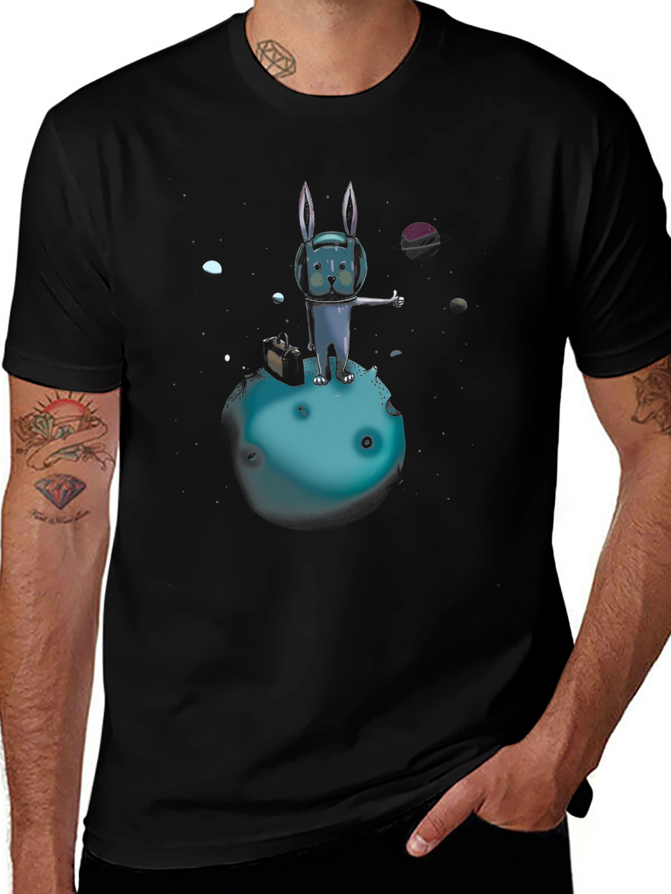 Space Rabbit T-Shirt: Galactic Hitchhiker