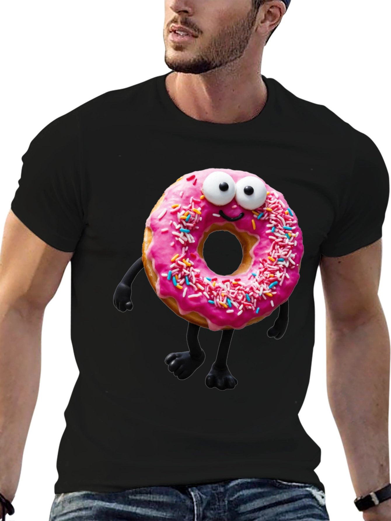 Donut Character Graphic Tee - Black