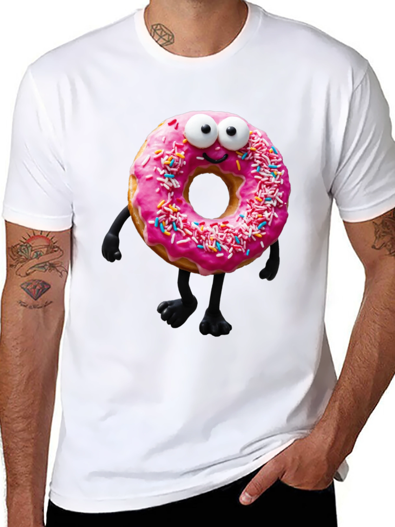 Donut Character Graphic Tee - Black