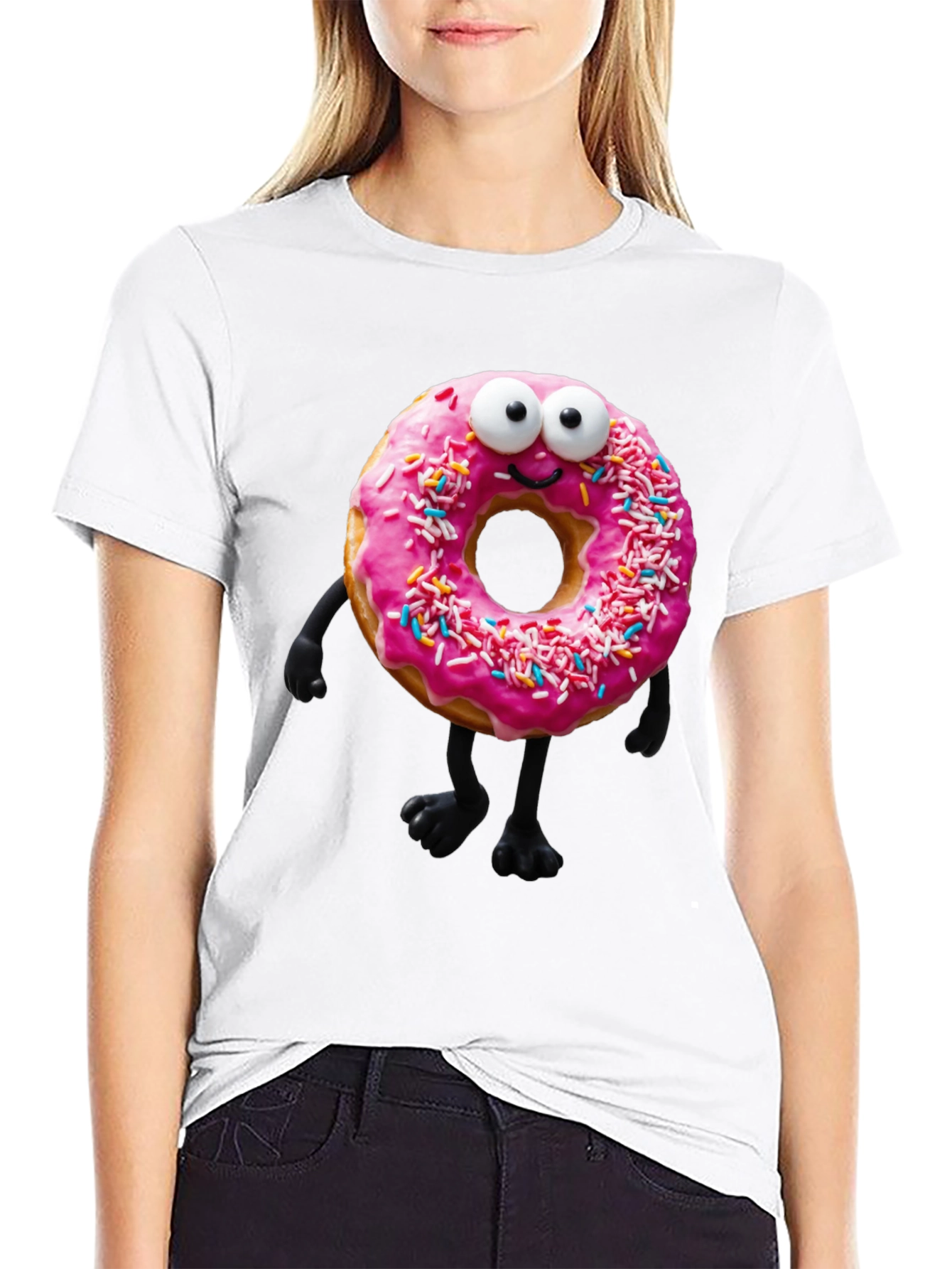 Donut Character Graphic Tee - Black