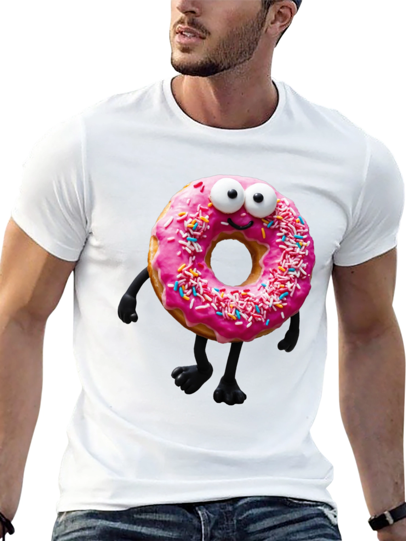 Donut Character Graphic Tee - Black