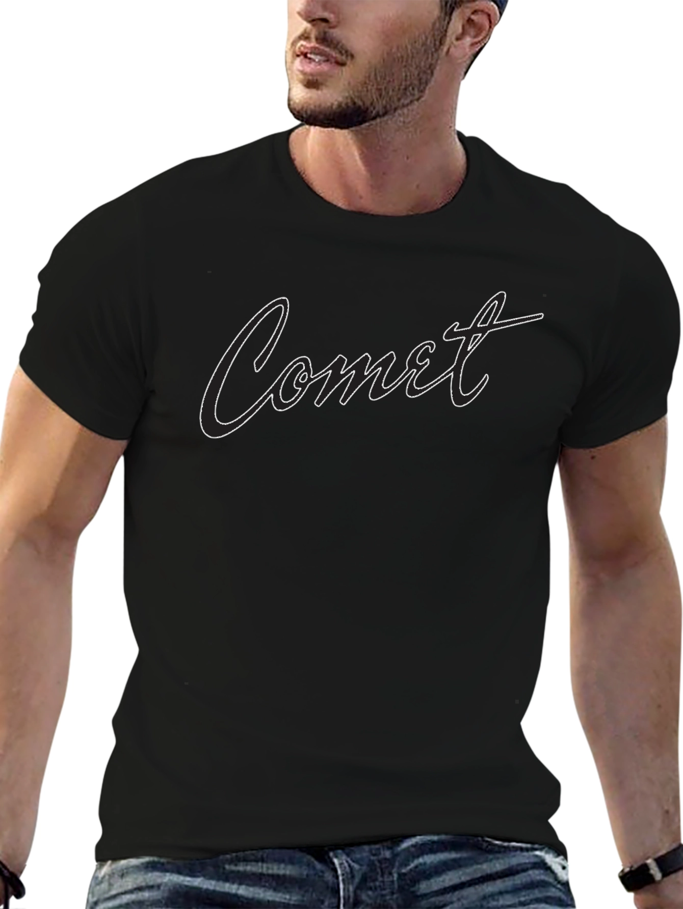 Comet Graphic Tee - Stylish Black T-Shirt