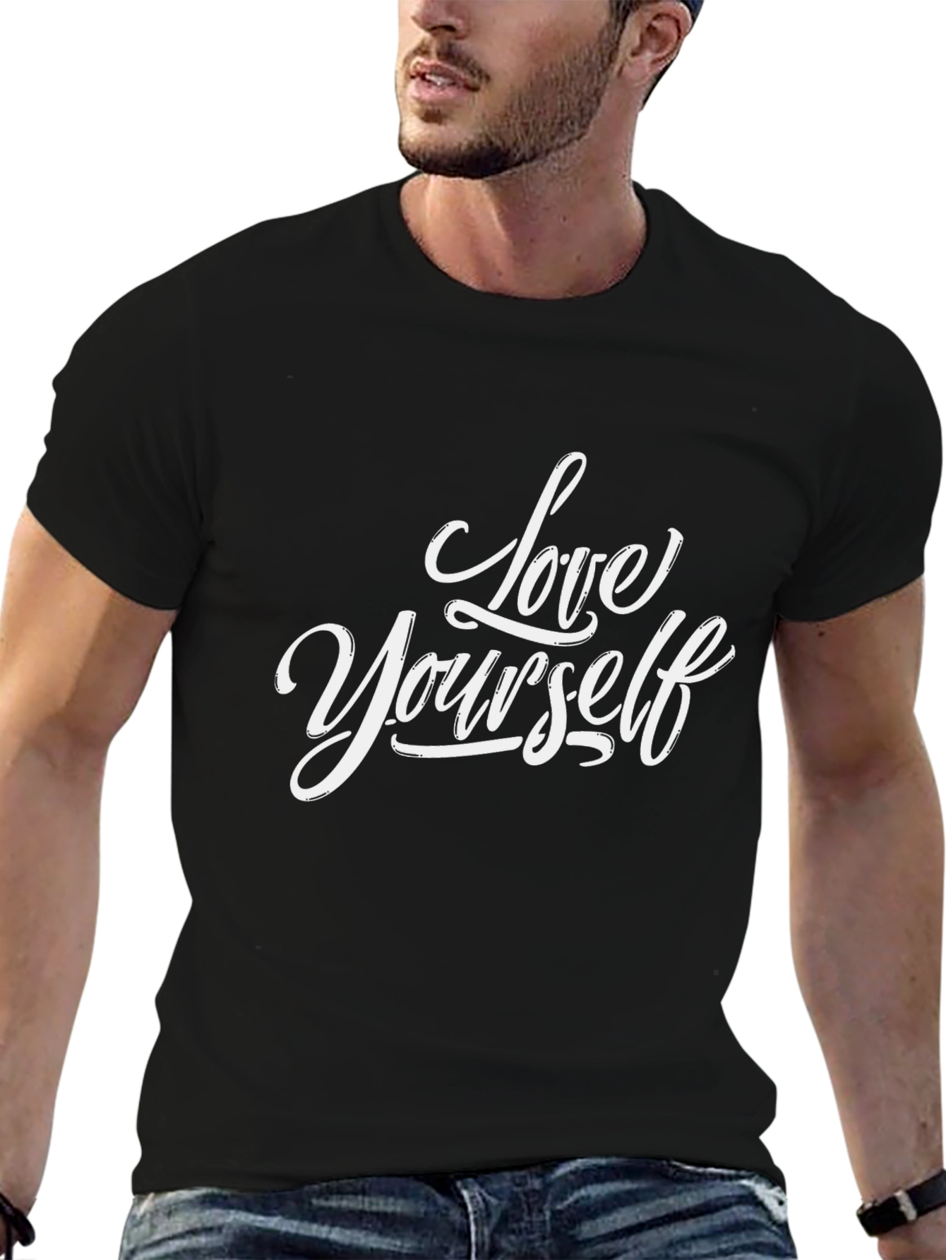 Love Yourself Graphic Tee - Black Cotton T-Shirt