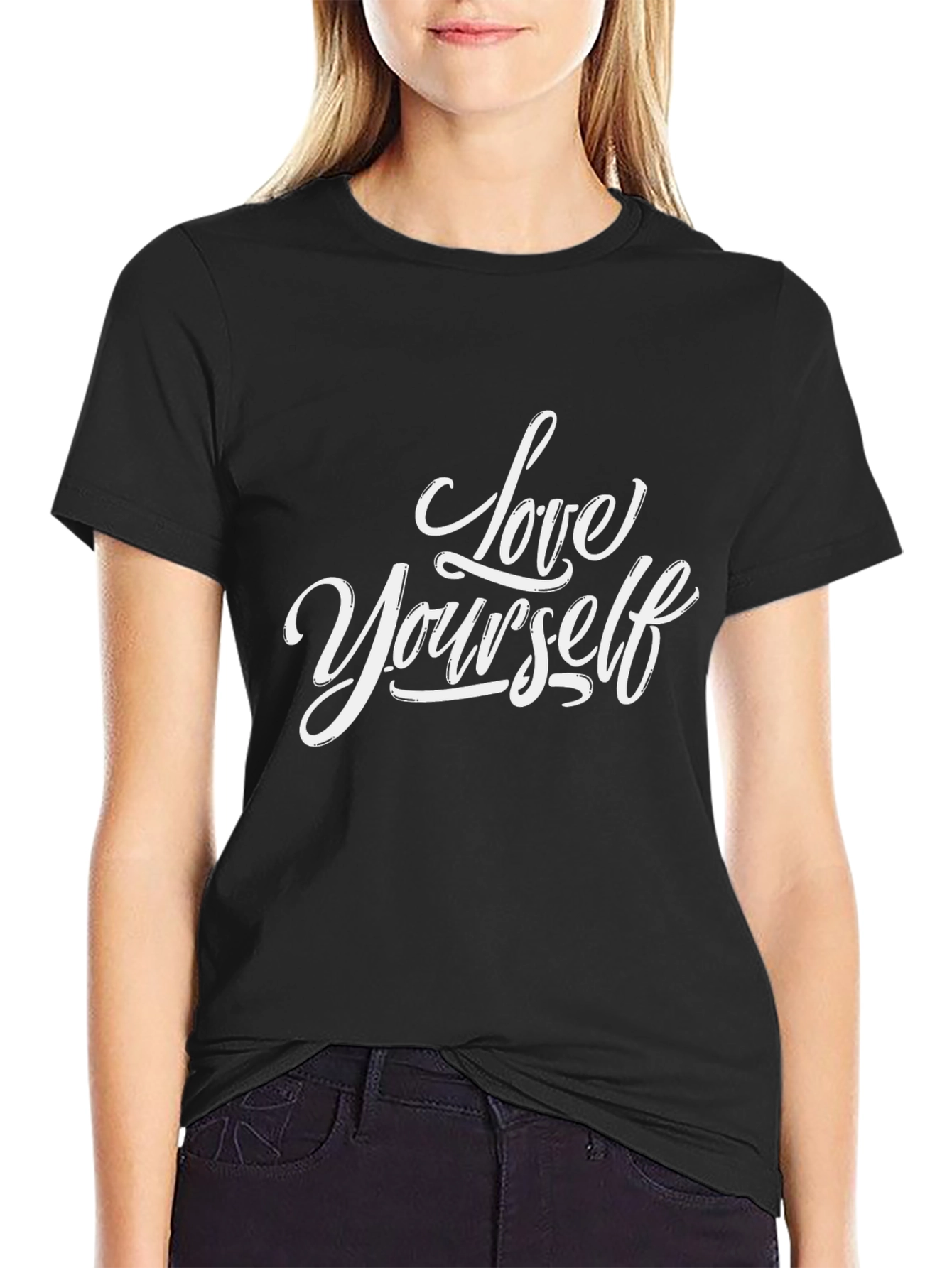 Love Yourself Graphic Tee - Black Cotton T-Shirt