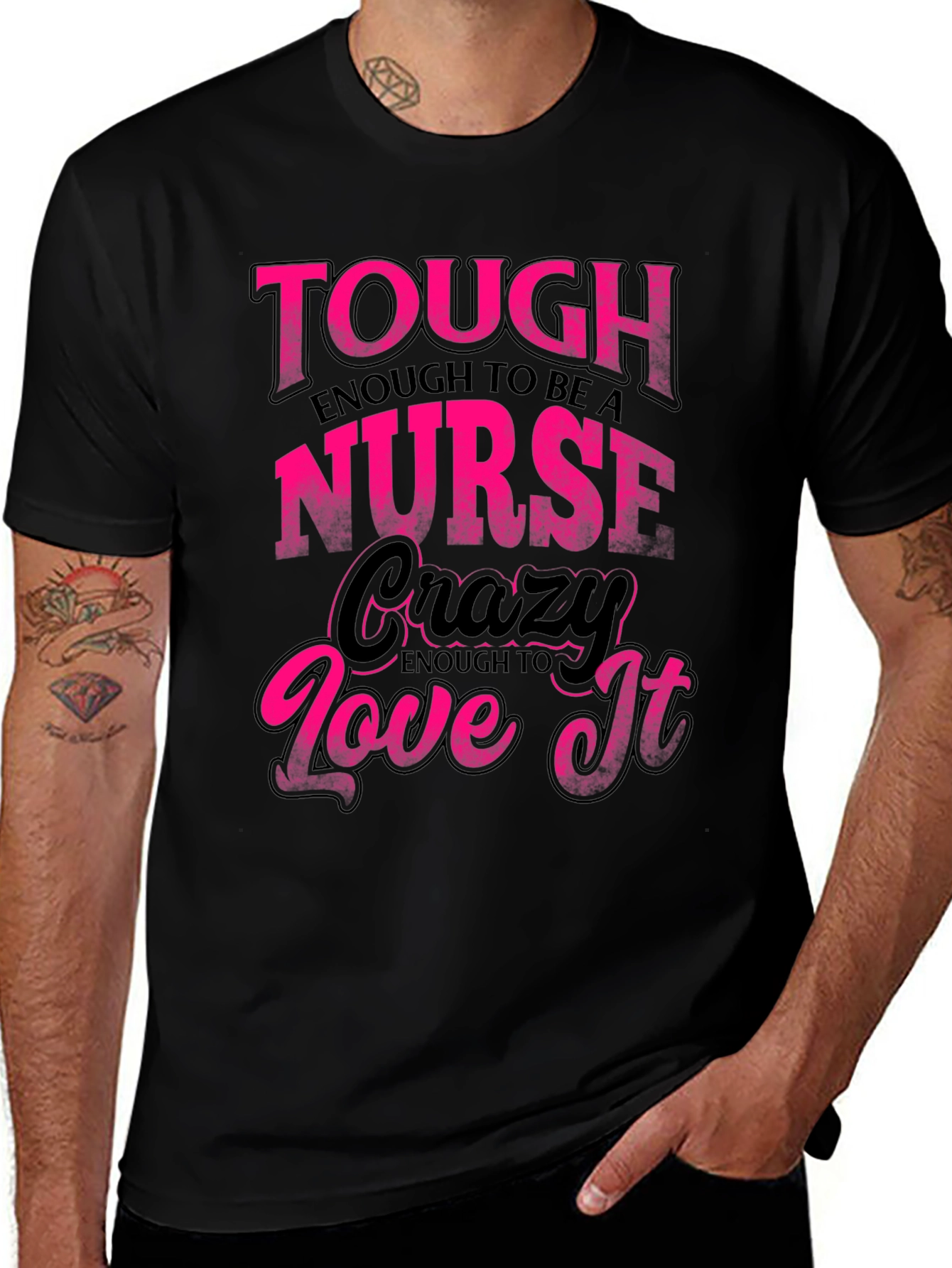 Tough Enough Nurse Black Graphic Tee