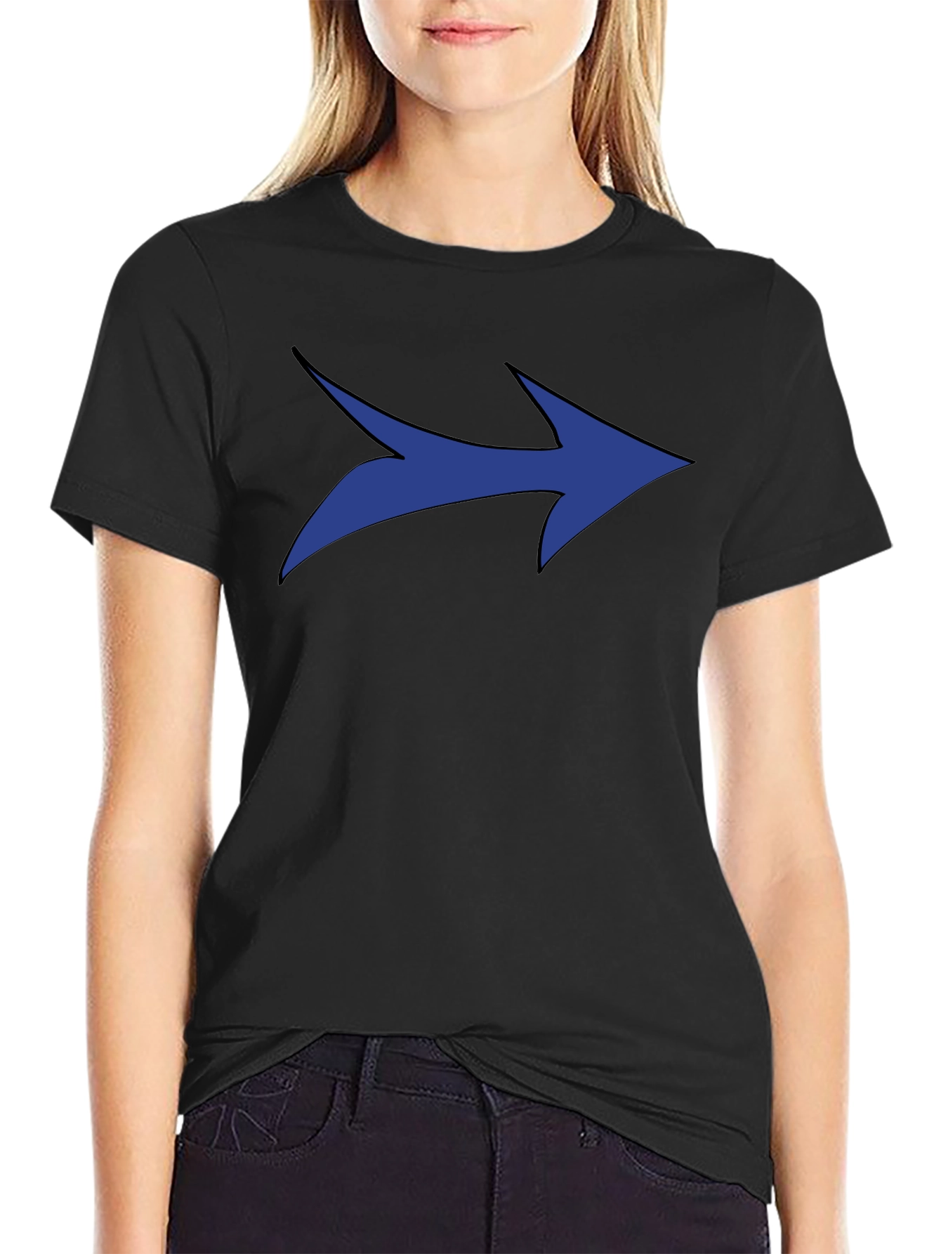 Blue Arrow Graphic Black T-Shirt - Modern Style
