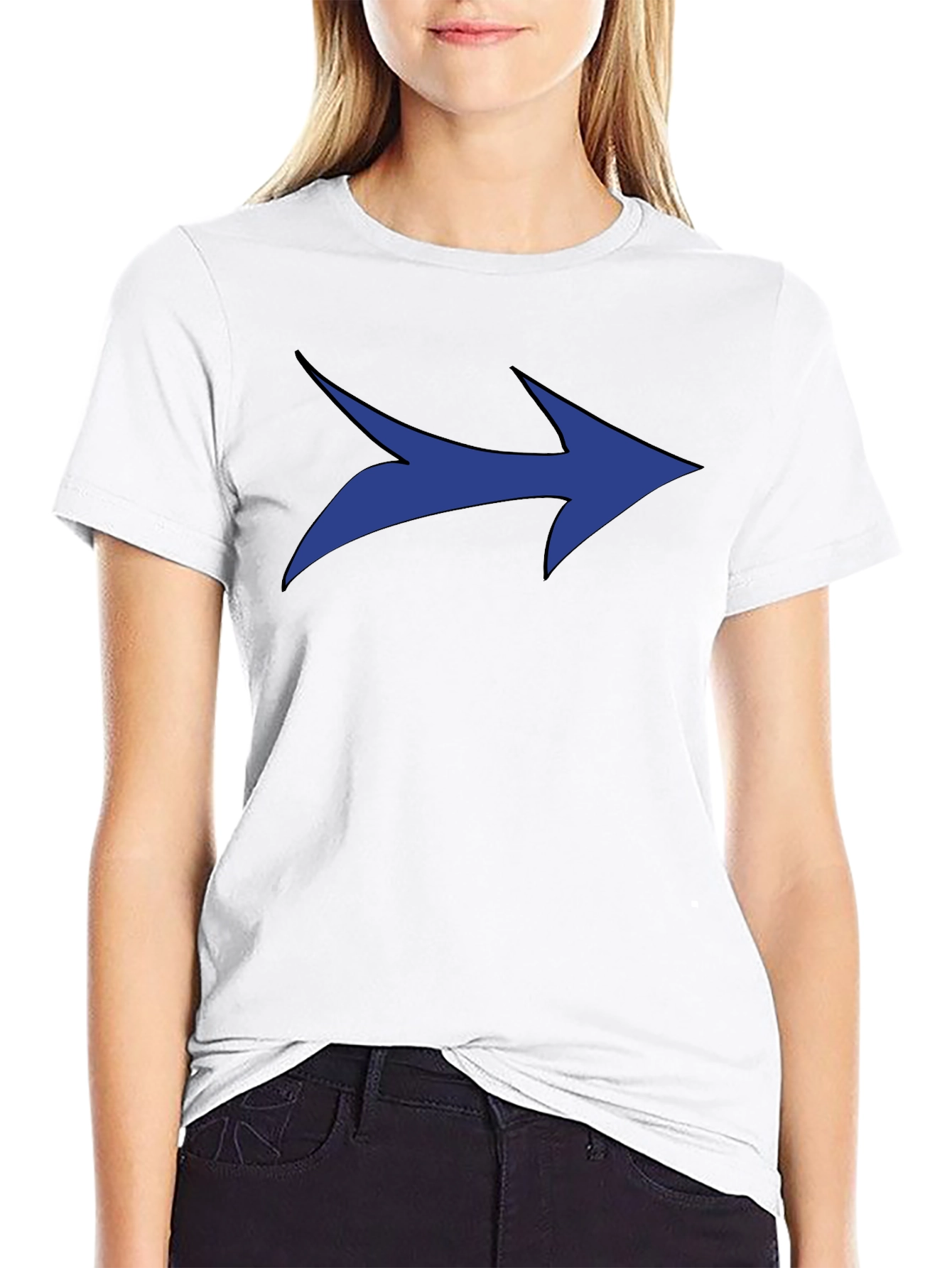 Blue Arrow Graphic Black T-Shirt - Modern Style