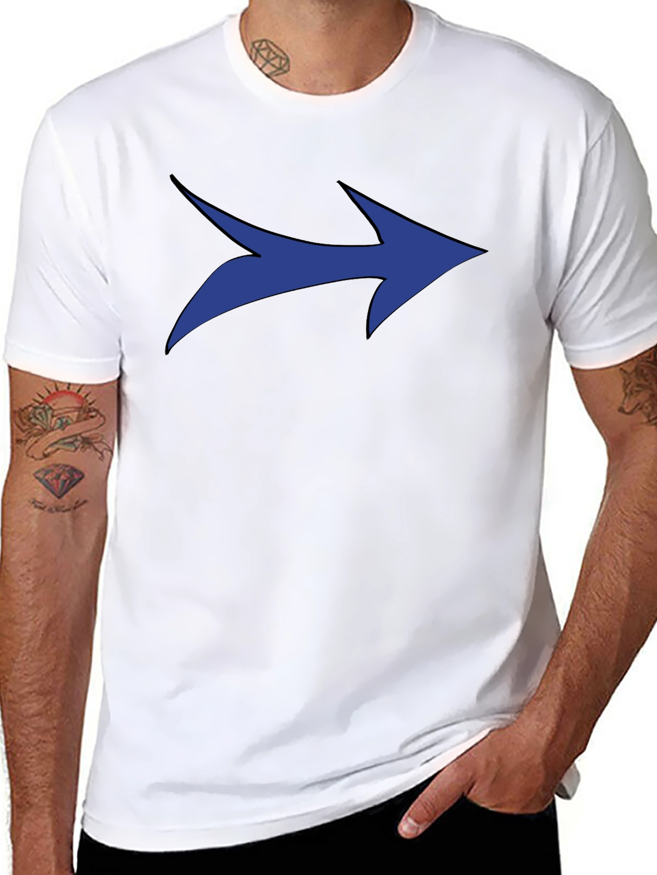 Blue Arrow Graphic Black T-Shirt - Modern Style