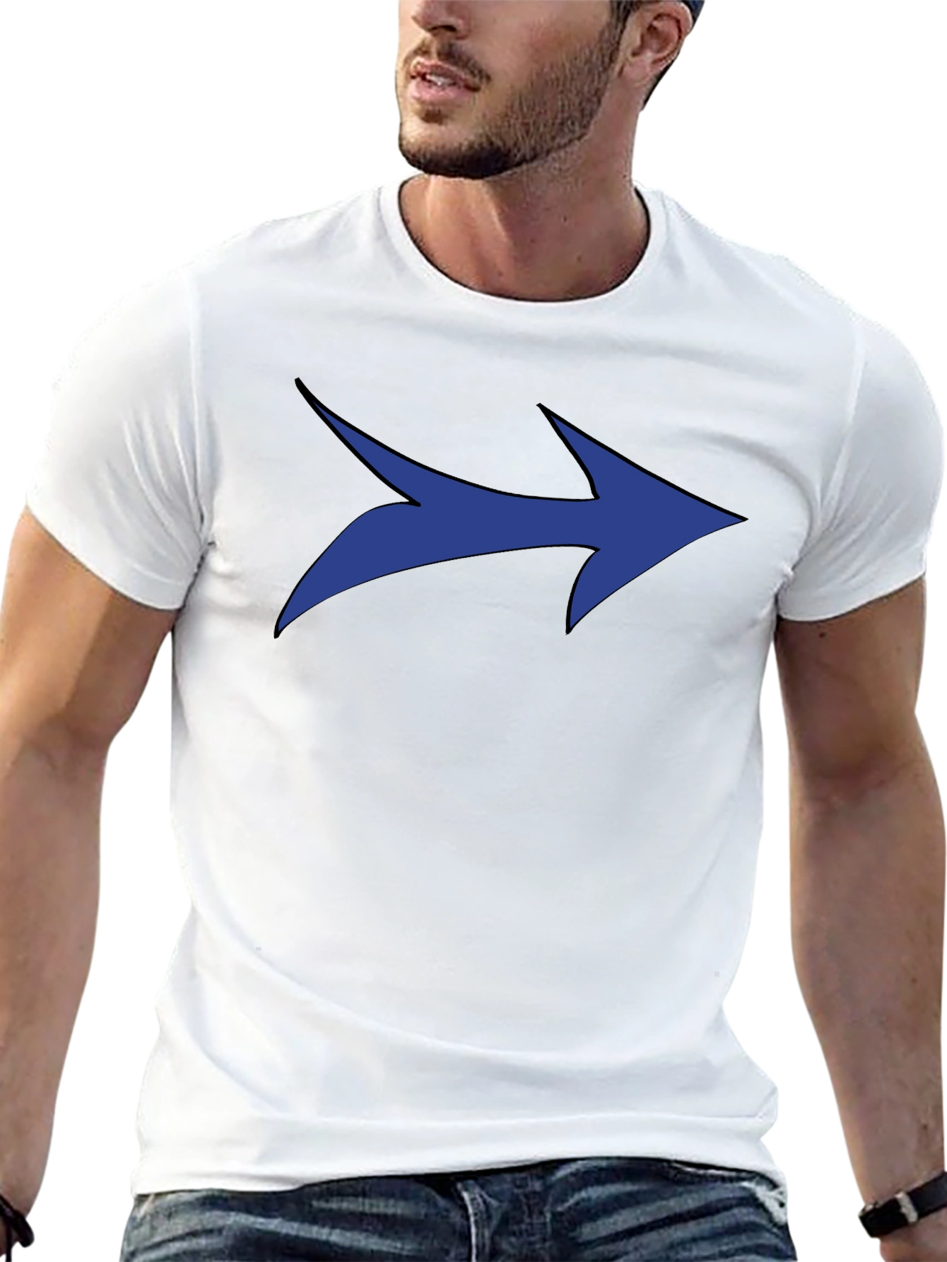 Blue Arrow Graphic Black T-Shirt - Modern Style