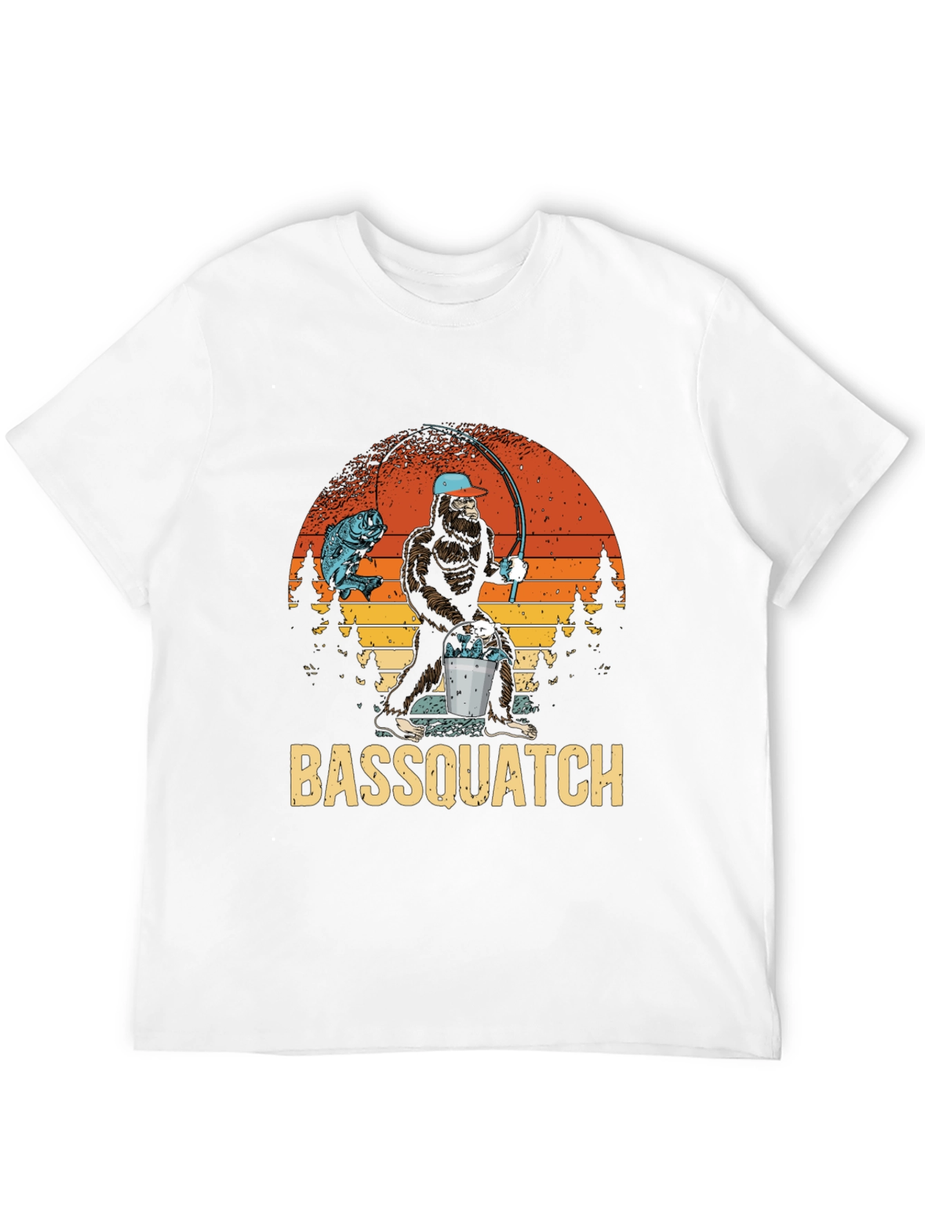 Bassquatch Fishing Graphic T-Shirt - Bigfoot Angler Tee