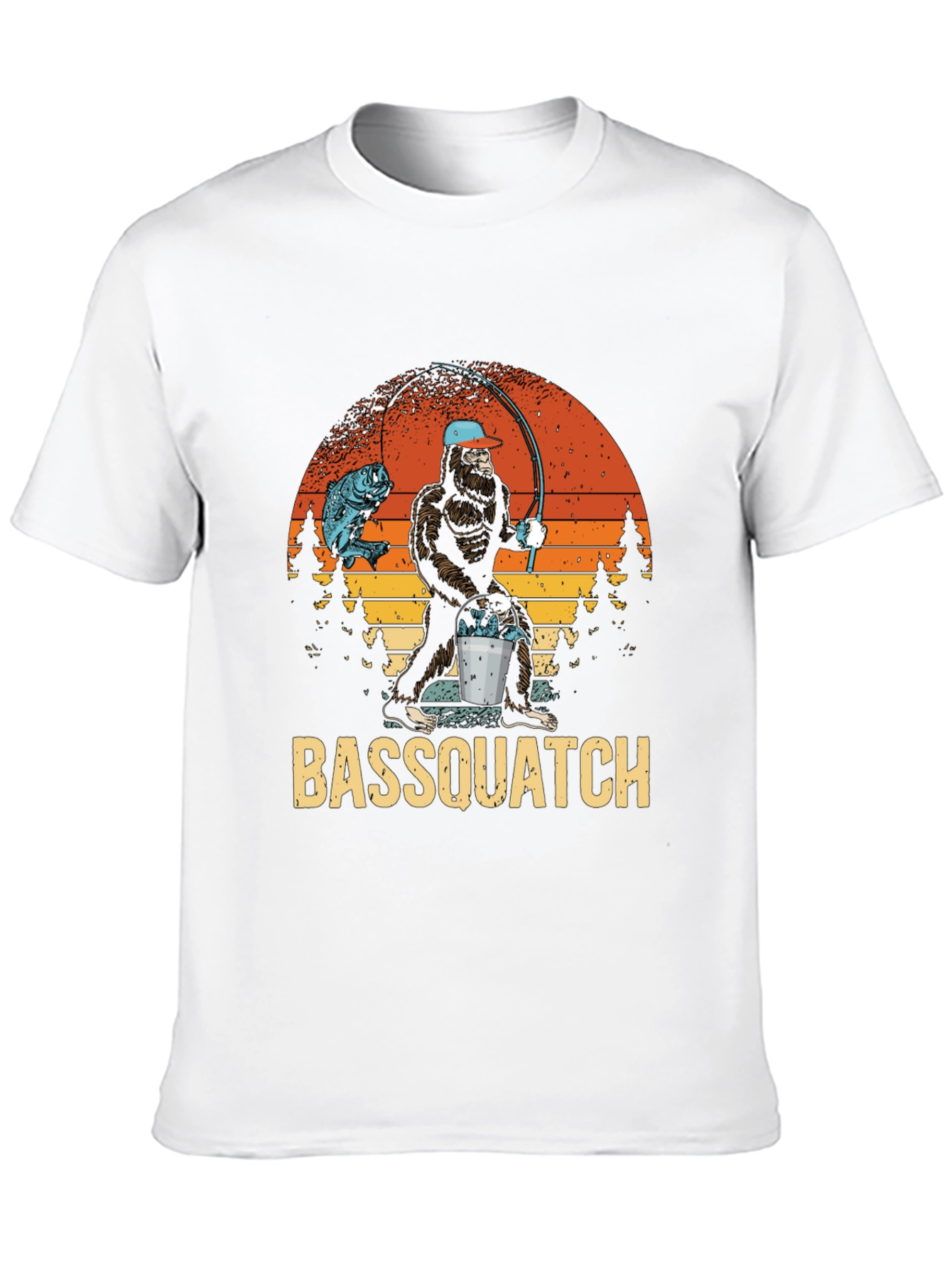 Bassquatch Fishing Graphic T-Shirt - Bigfoot Angler Tee