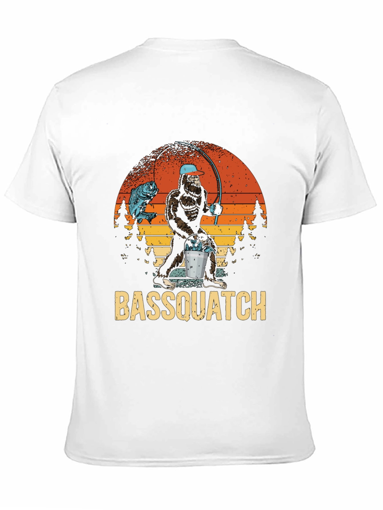 Bassquatch Fishing Graphic T-Shirt - Bigfoot Angler Tee