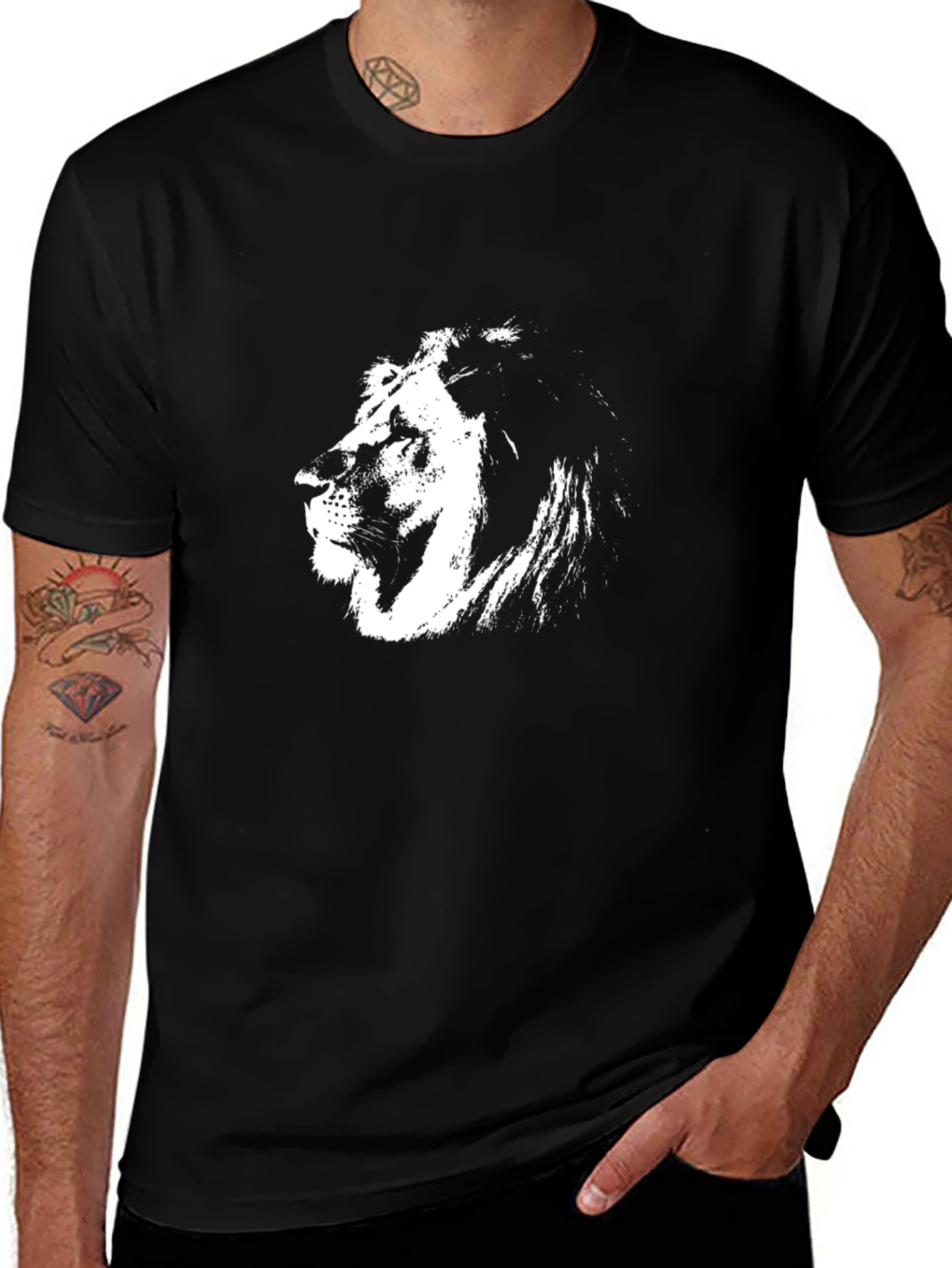 Lion Graphic Black T-Shirt - Bold Statement Tee