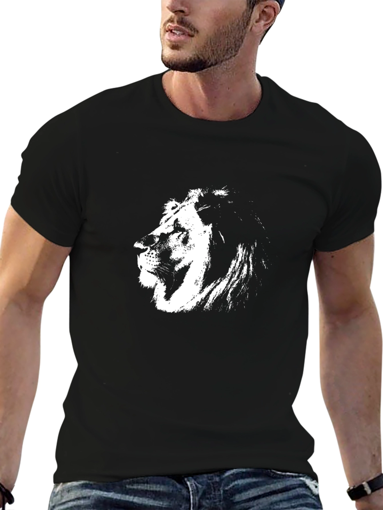 Lion Graphic Black T-Shirt - Bold Statement Tee