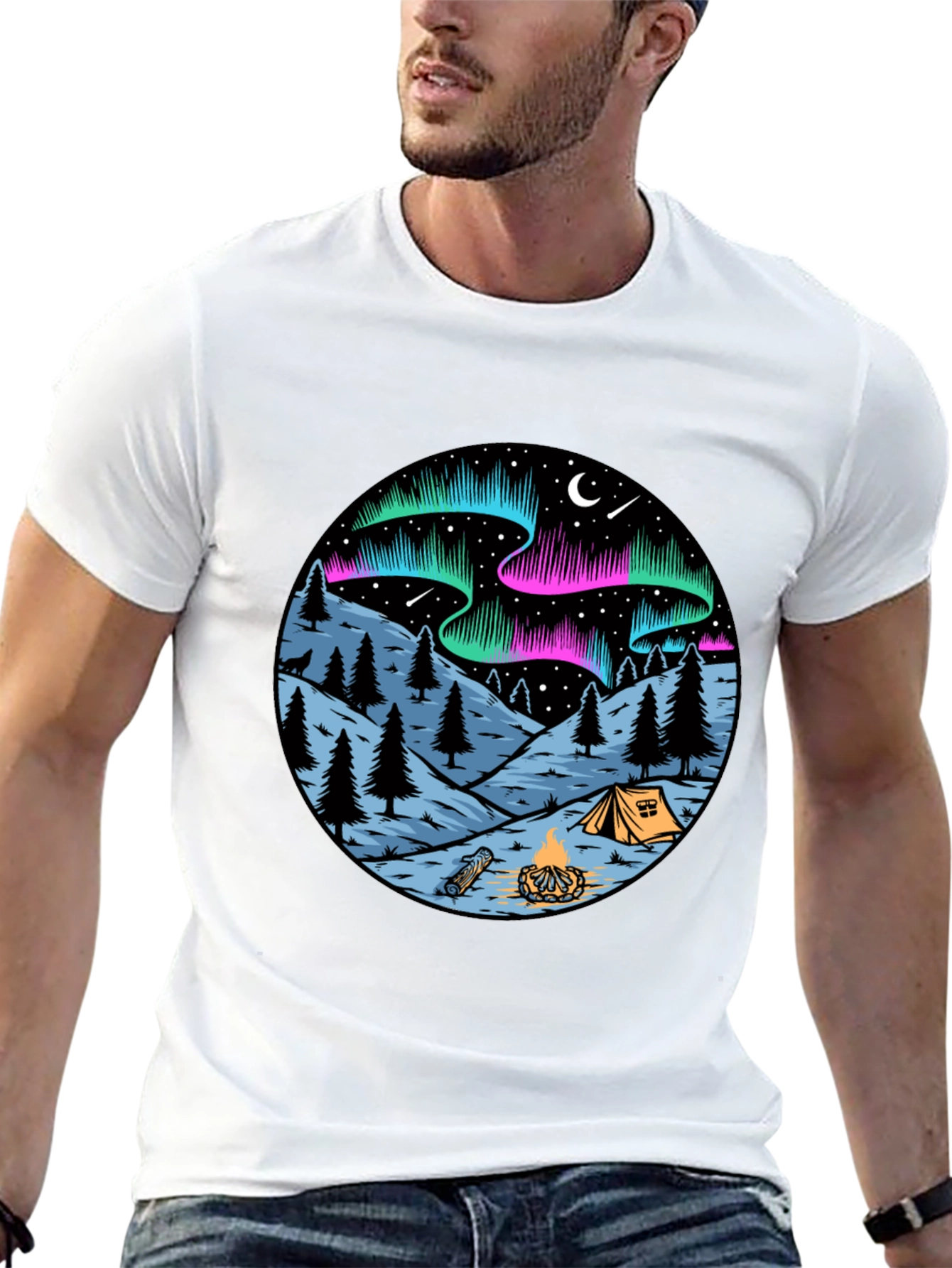 Northern Lights Camping Graphic Tee