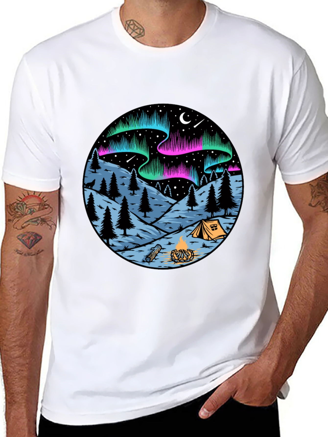 Northern Lights Camping Graphic Tee