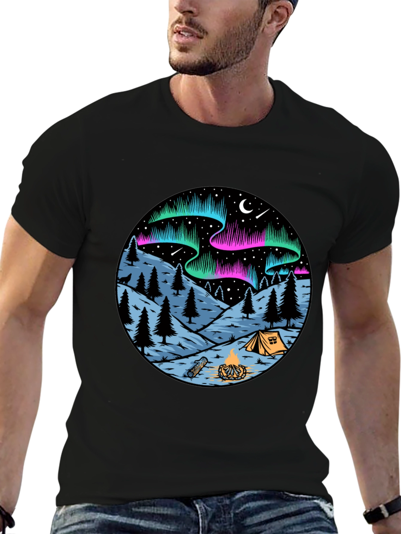 Northern Lights Camping Graphic Tee