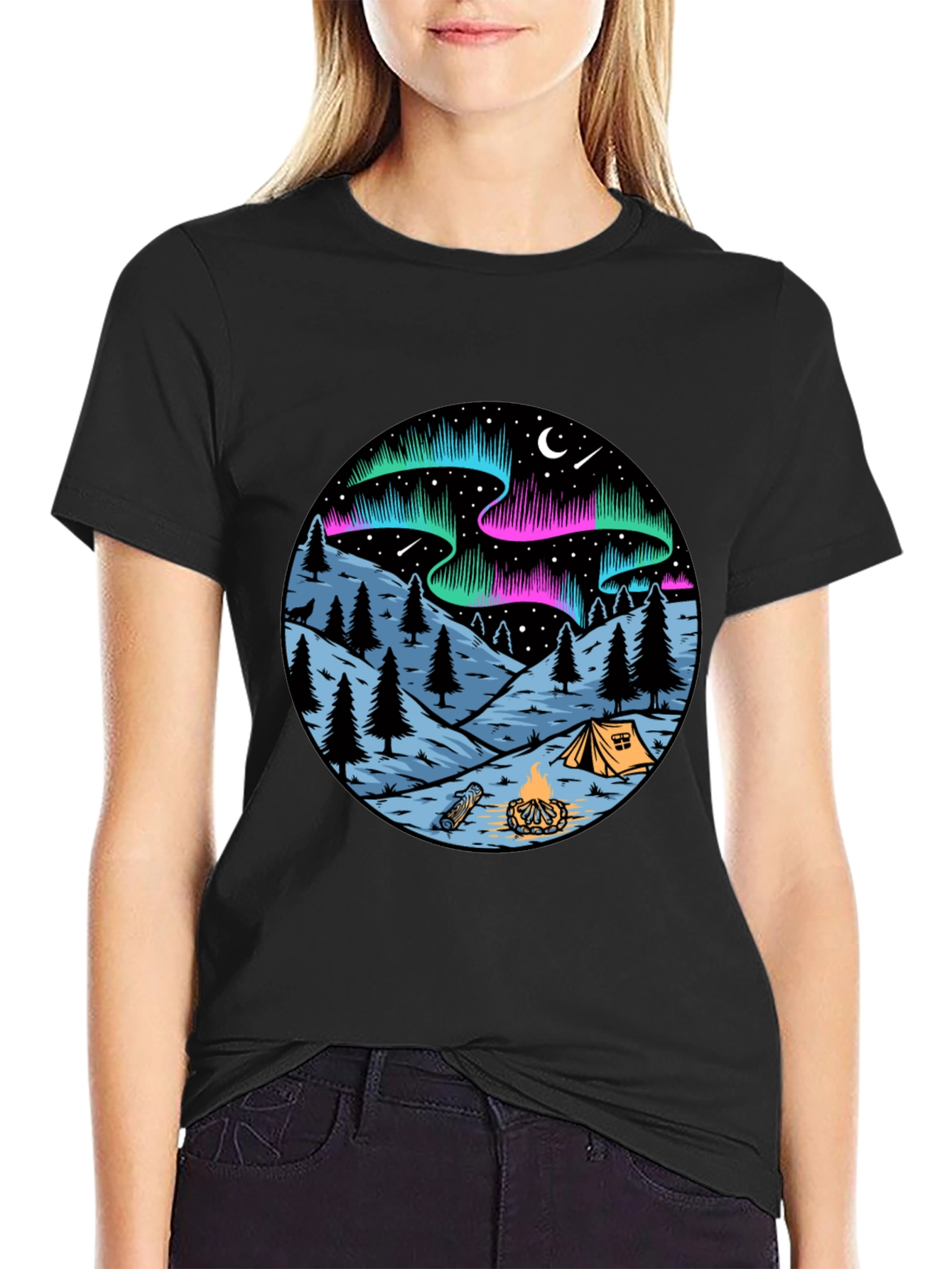 Northern Lights Camping Graphic Tee