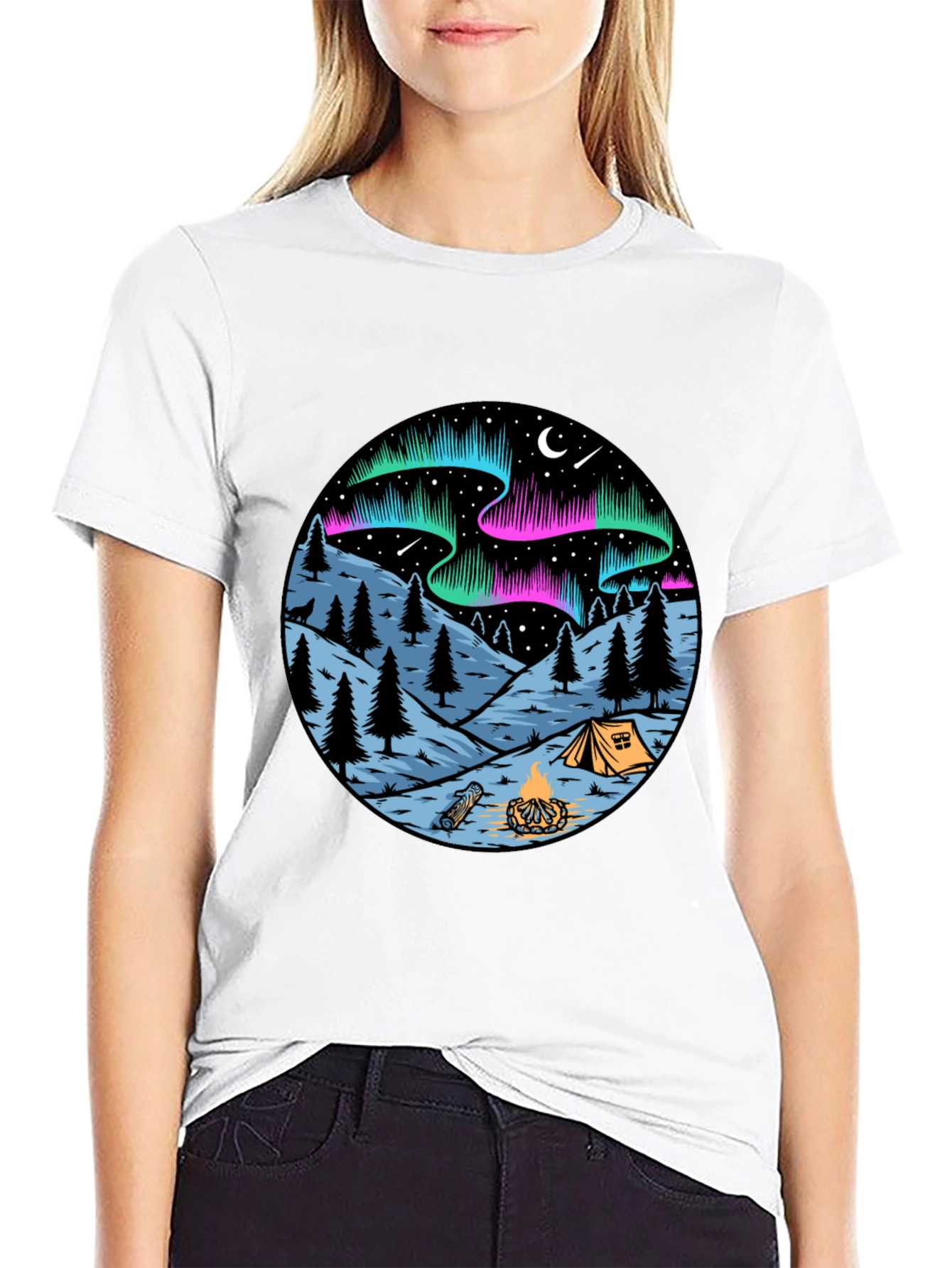 Northern Lights Camping Graphic Tee