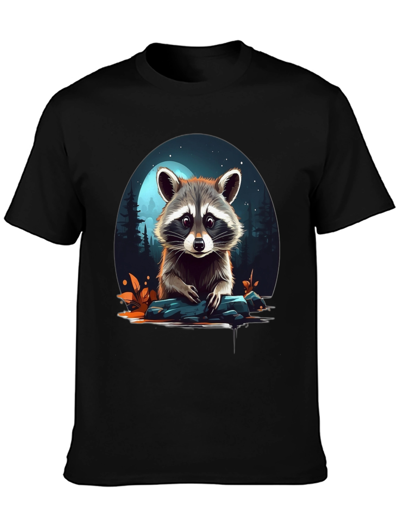 Raccoon Graphic Tee - Nature Lovers Black T-Shirt