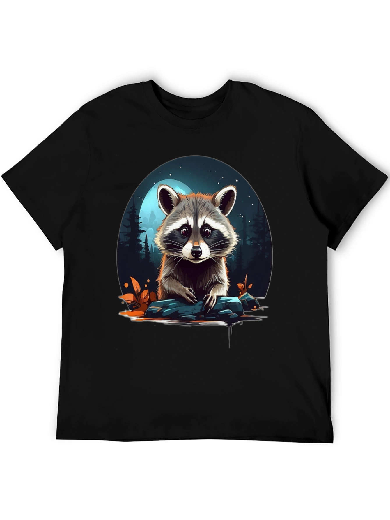 Raccoon Graphic Tee - Nature Lovers Black T-Shirt
