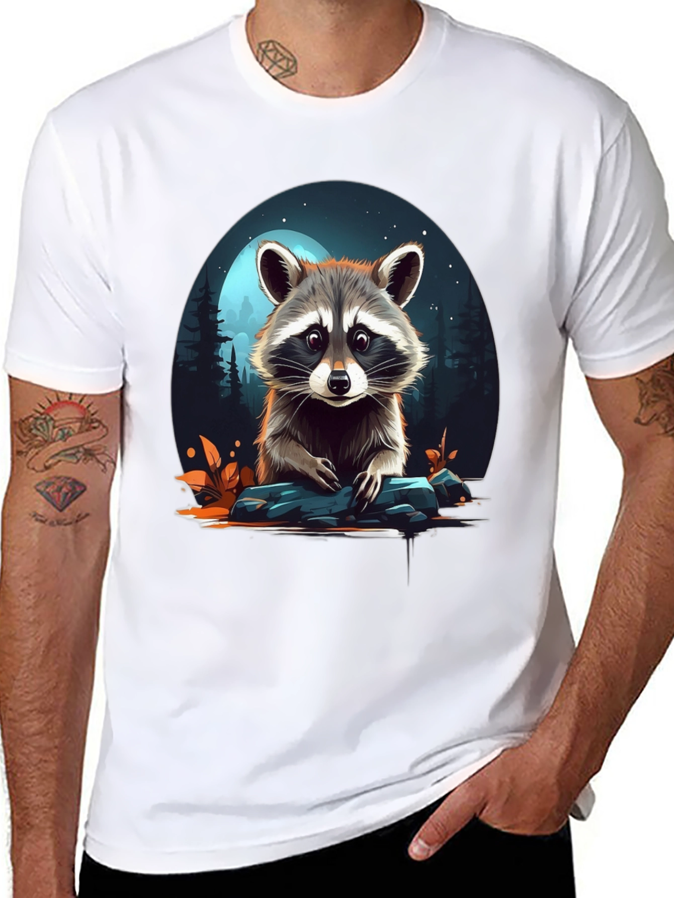Raccoon Graphic Tee - Nature Lovers Black T-Shirt