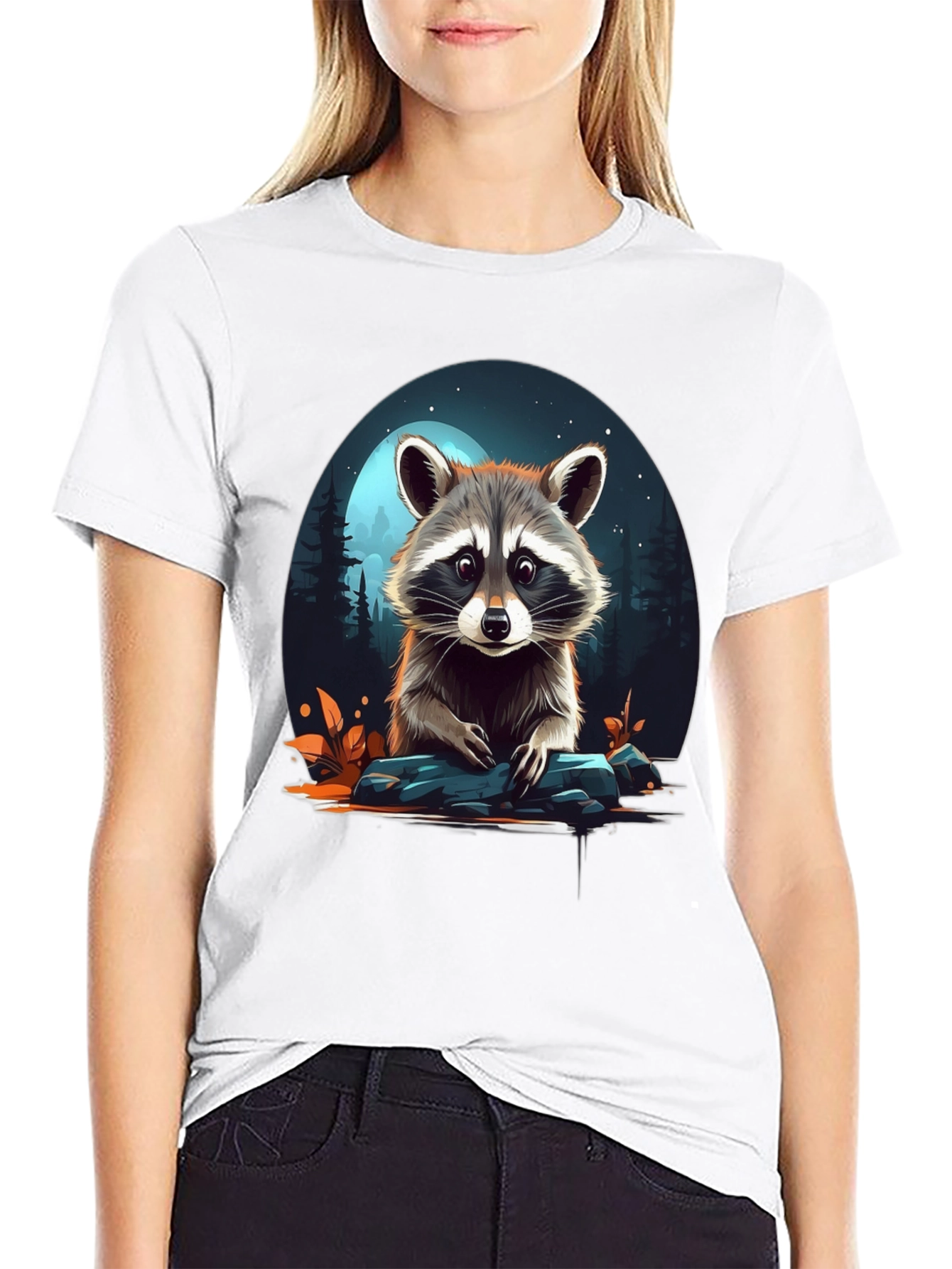Raccoon Graphic Tee - Nature Lovers Black T-Shirt