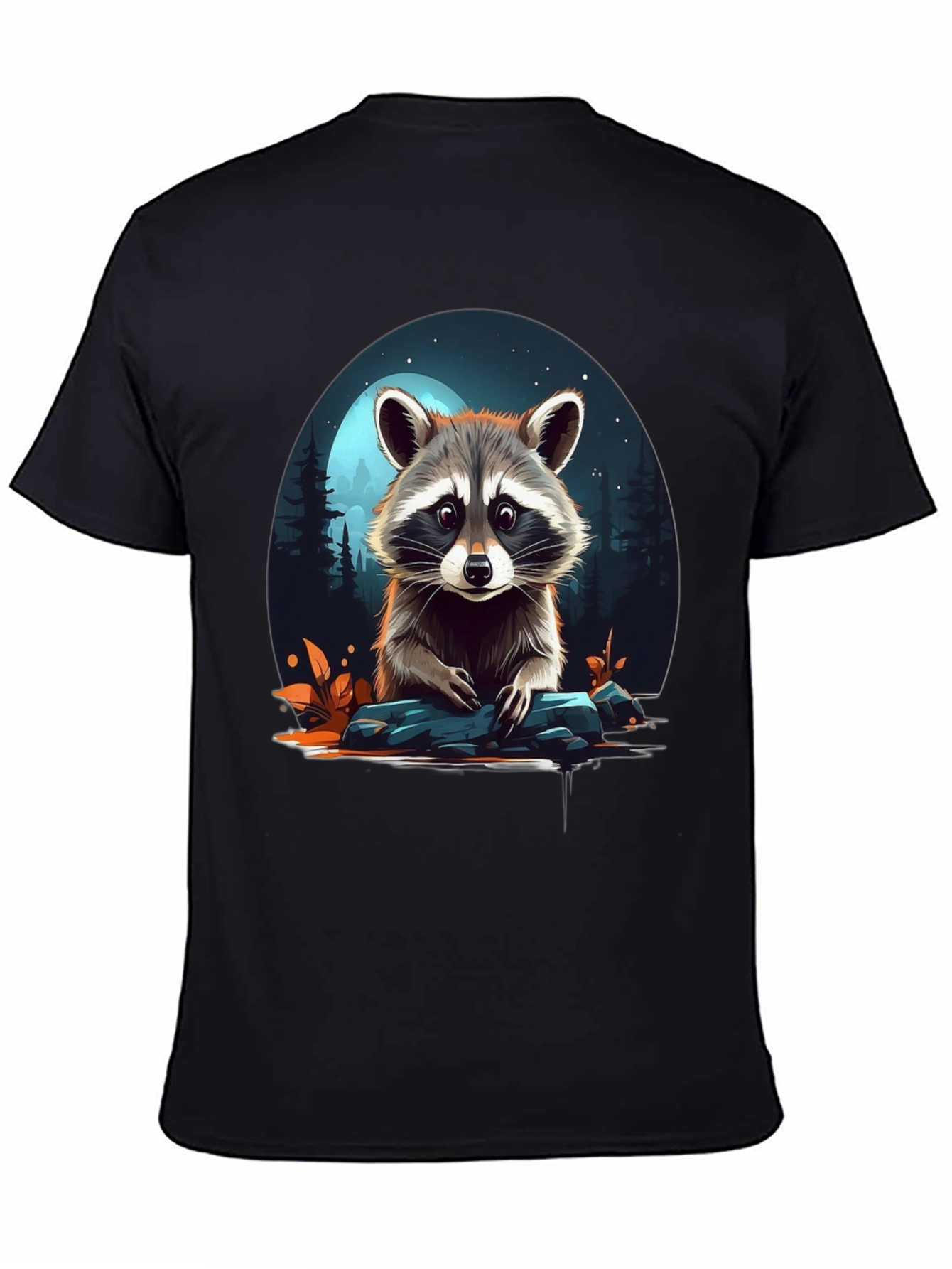 Raccoon Graphic Tee - Nature Lovers Black T-Shirt