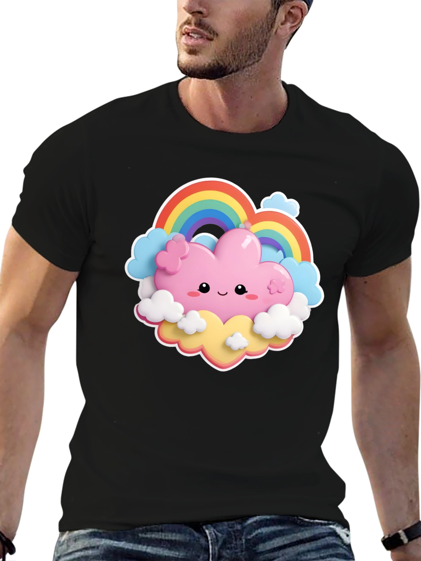 Kawaii Cloud Rainbow T-Shirt - Cute & Comfy