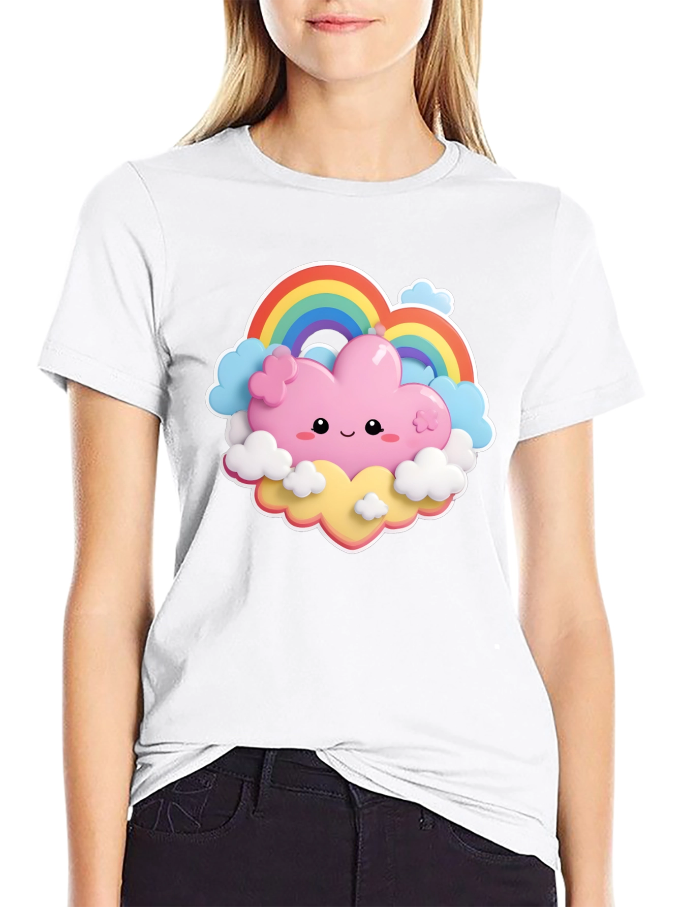 Kawaii Cloud Rainbow T-Shirt - Cute & Comfy