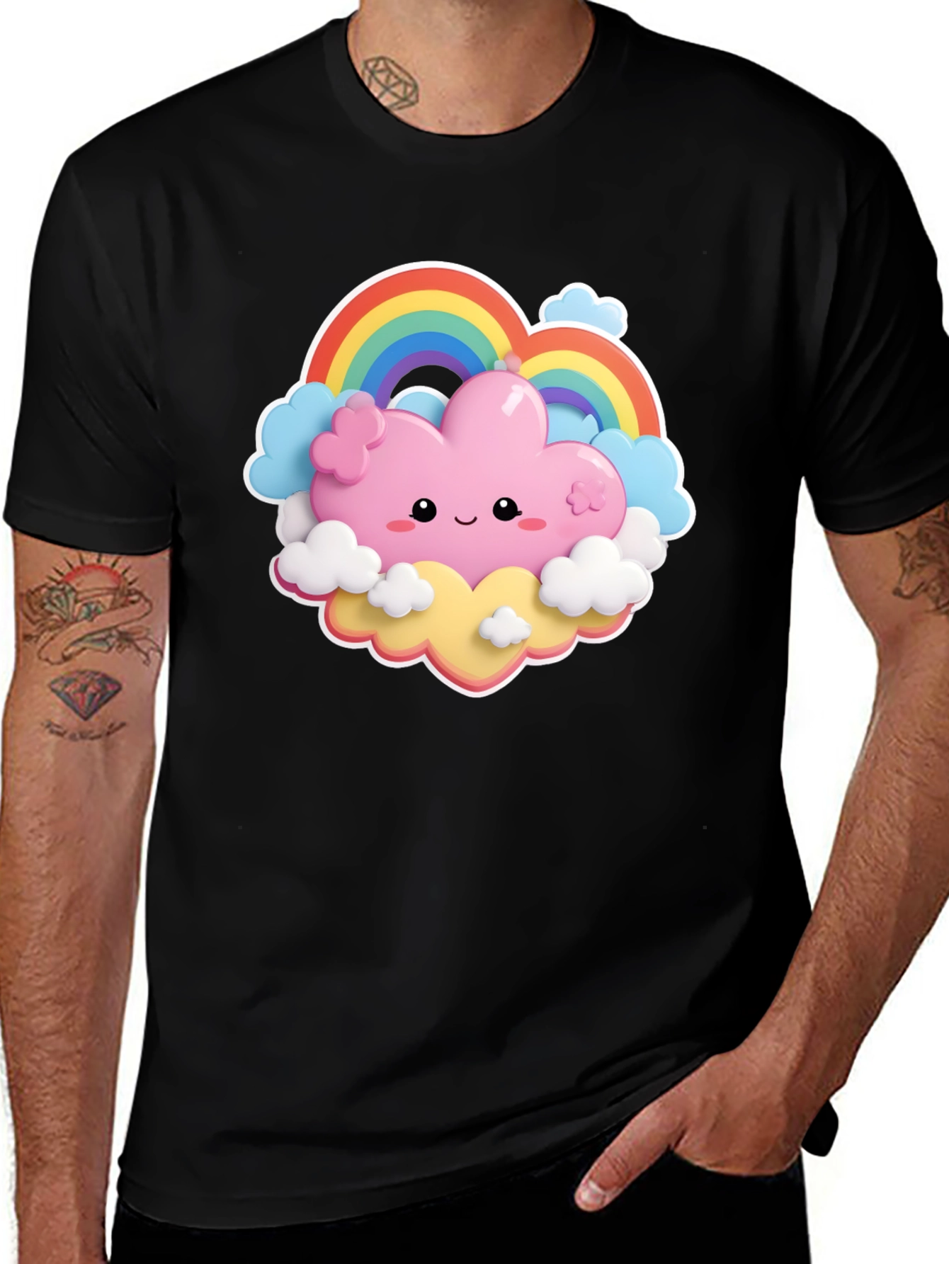 Kawaii Cloud Rainbow T-Shirt - Cute & Comfy