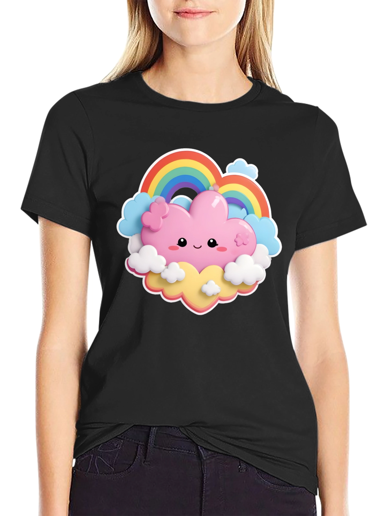 Kawaii Cloud Rainbow T-Shirt - Cute & Comfy