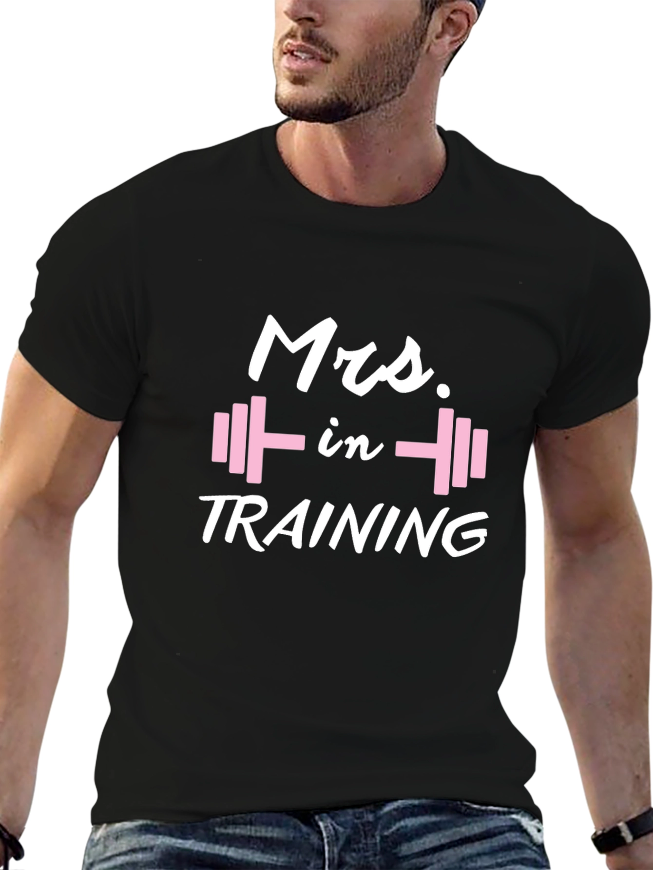 Mrs. In Training Black T-Shirt Fitness Gym Bride