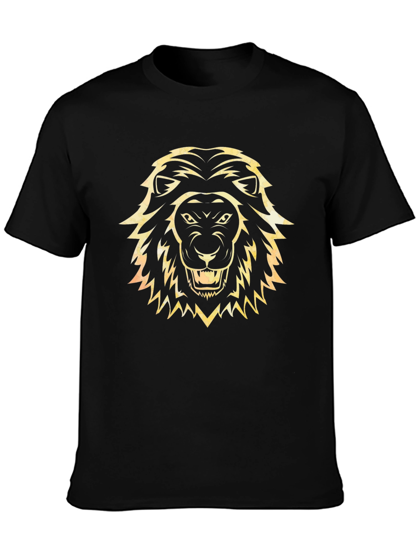 Lion Head Graphic Tee - Black Cotton T-Shirt