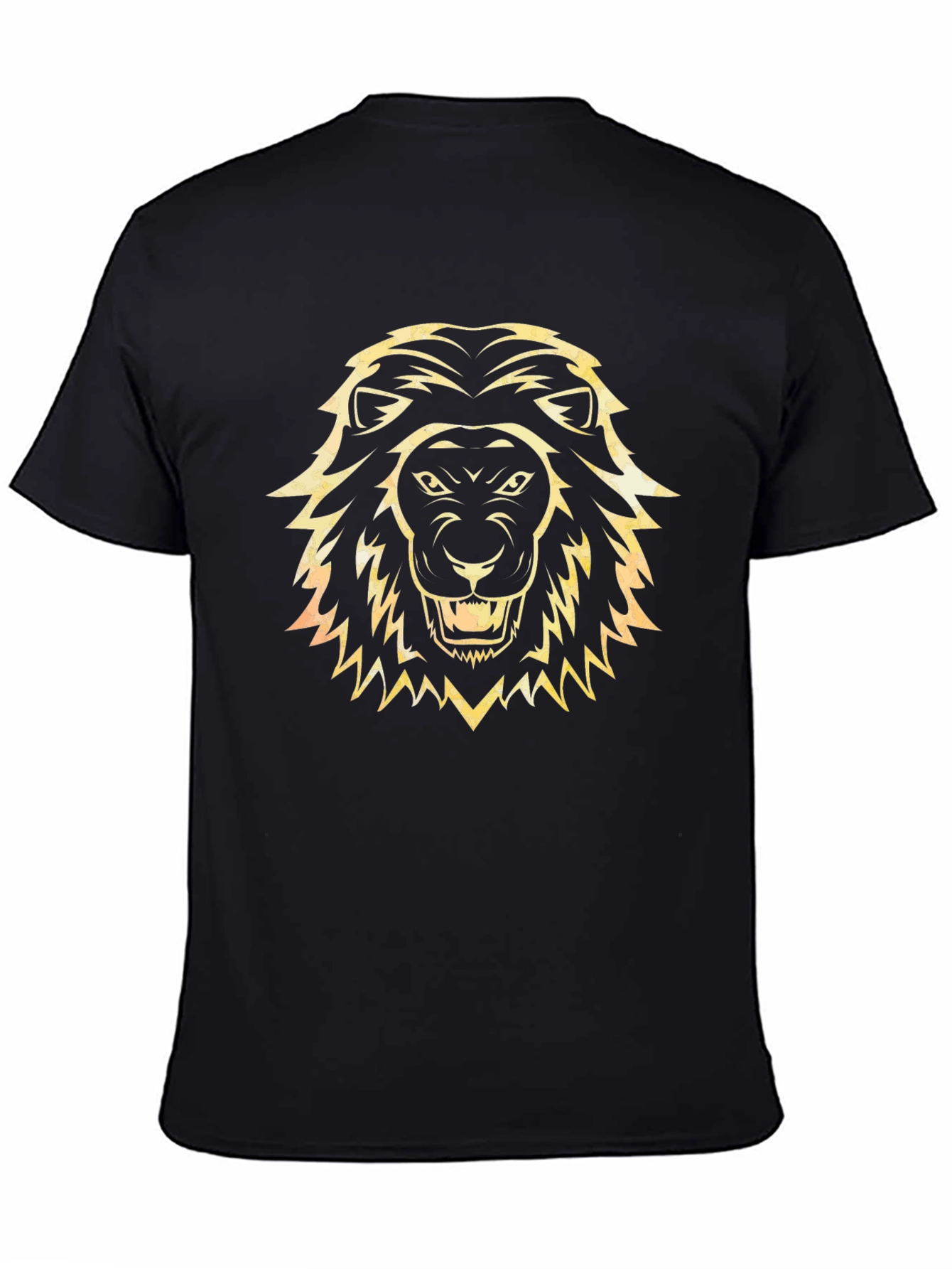 Lion Head Graphic Tee - Black Cotton T-Shirt