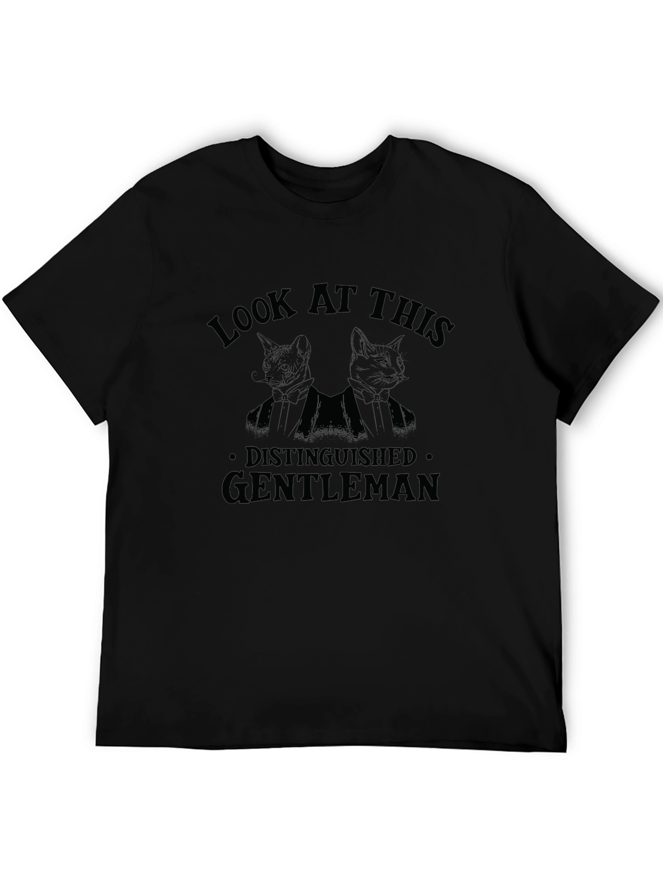 Distinguished Gentleman Cat Graphic Tee - Black