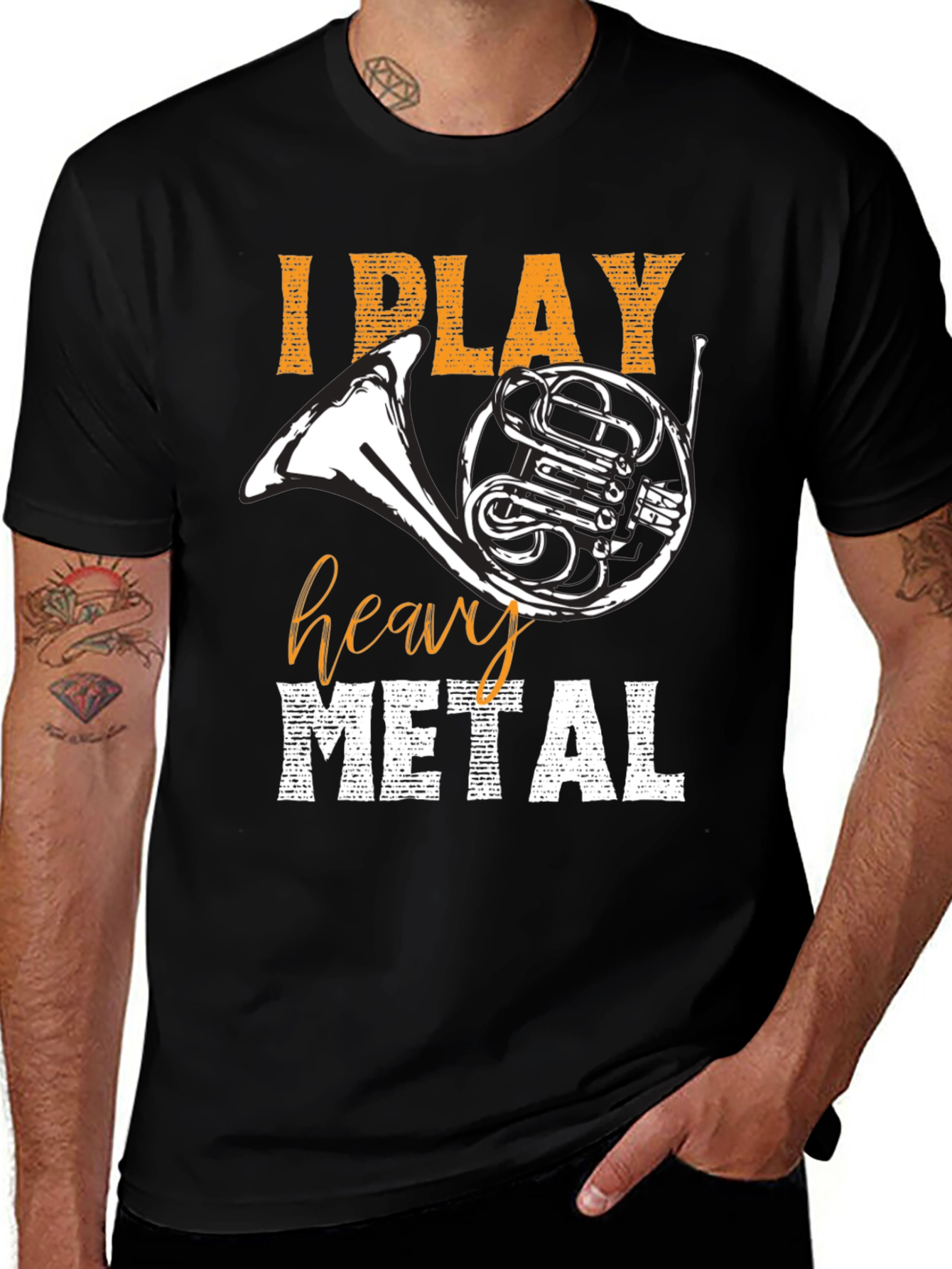I Play Heavy Metal T-Shirt French Horn Tee