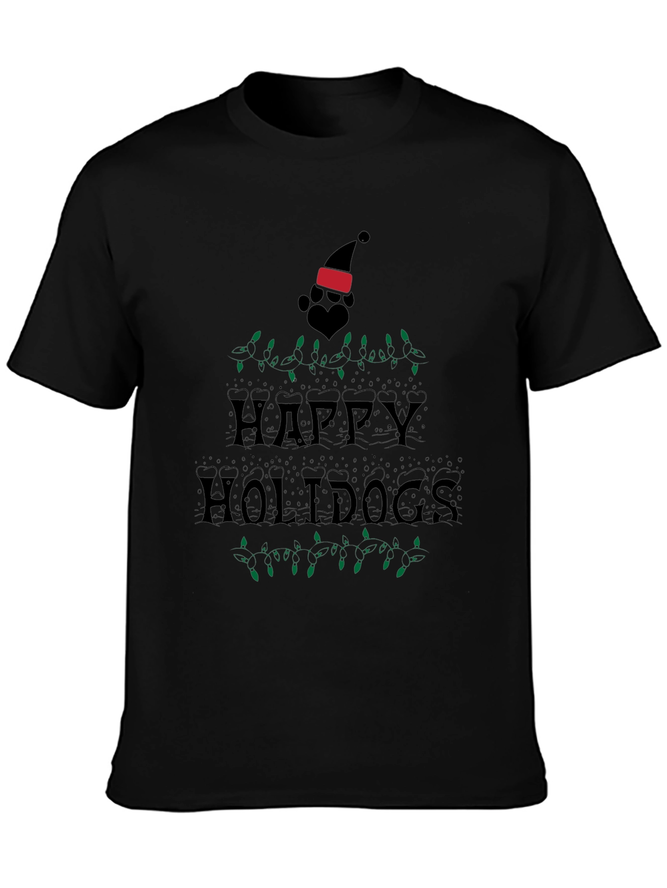Happy Holidogs Black T-Shirt