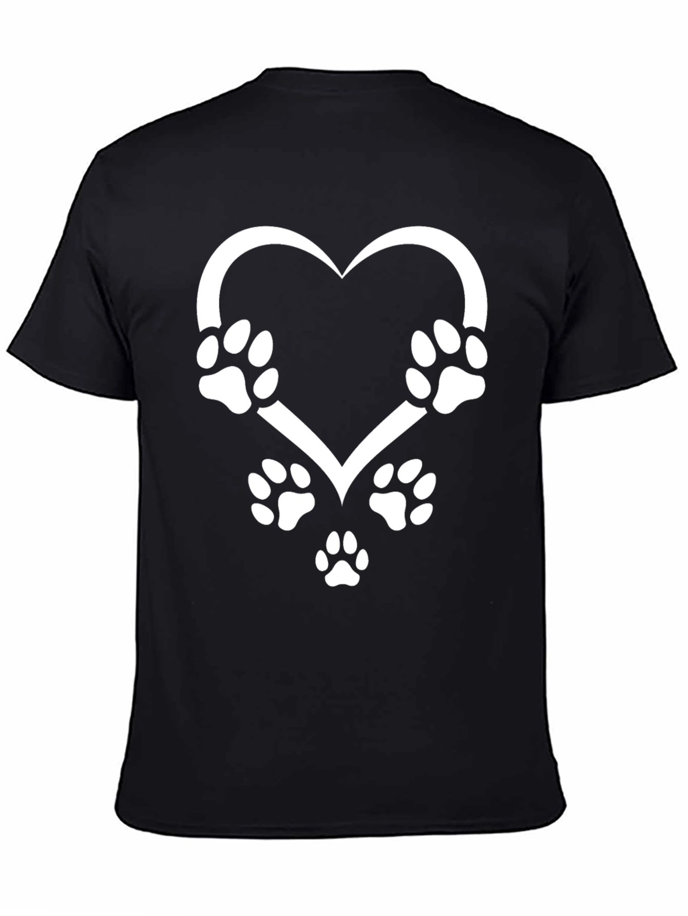 Paw Print Heart Graphic Tee - Black