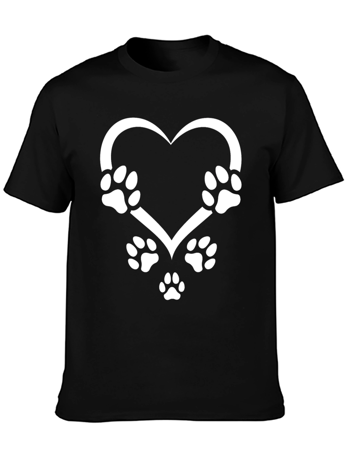 Paw Print Heart Graphic Tee - Black