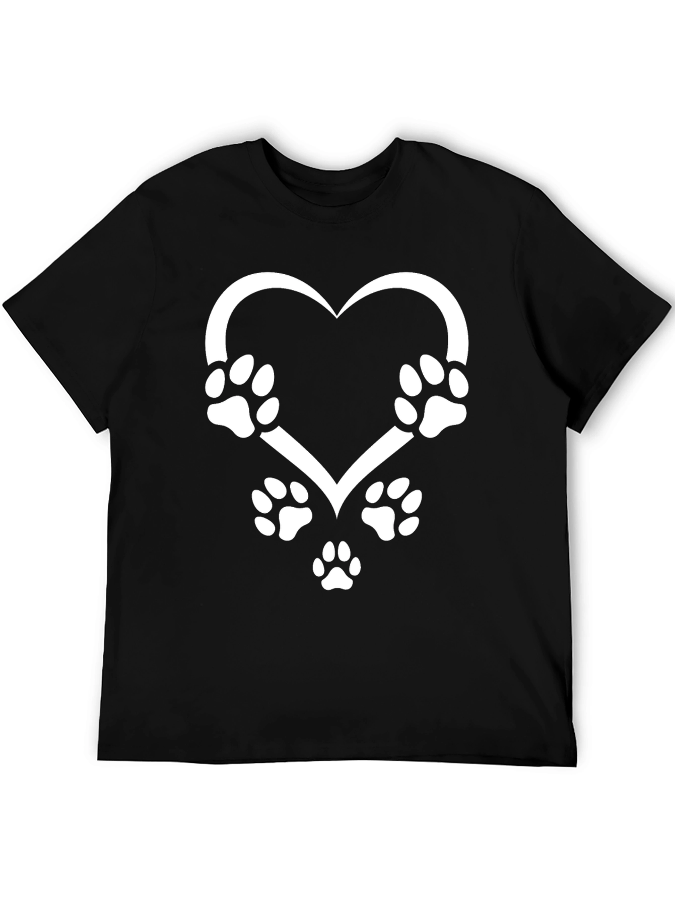 Paw Print Heart Graphic Tee - Black
