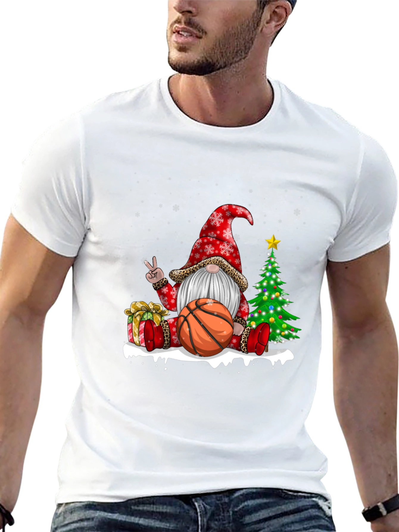 Festive Basketball Gnome T-Shirt