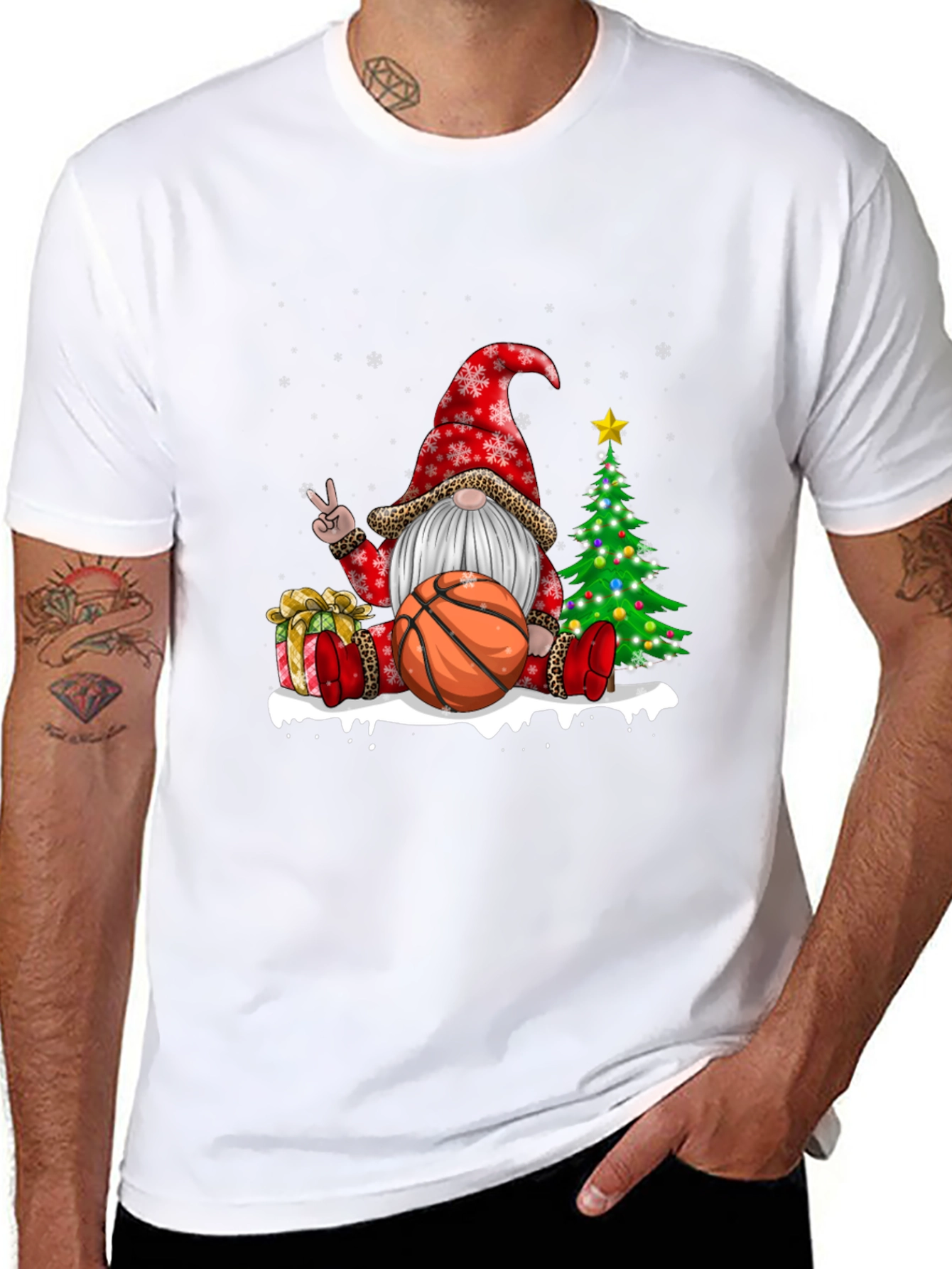 Festive Basketball Gnome T-Shirt