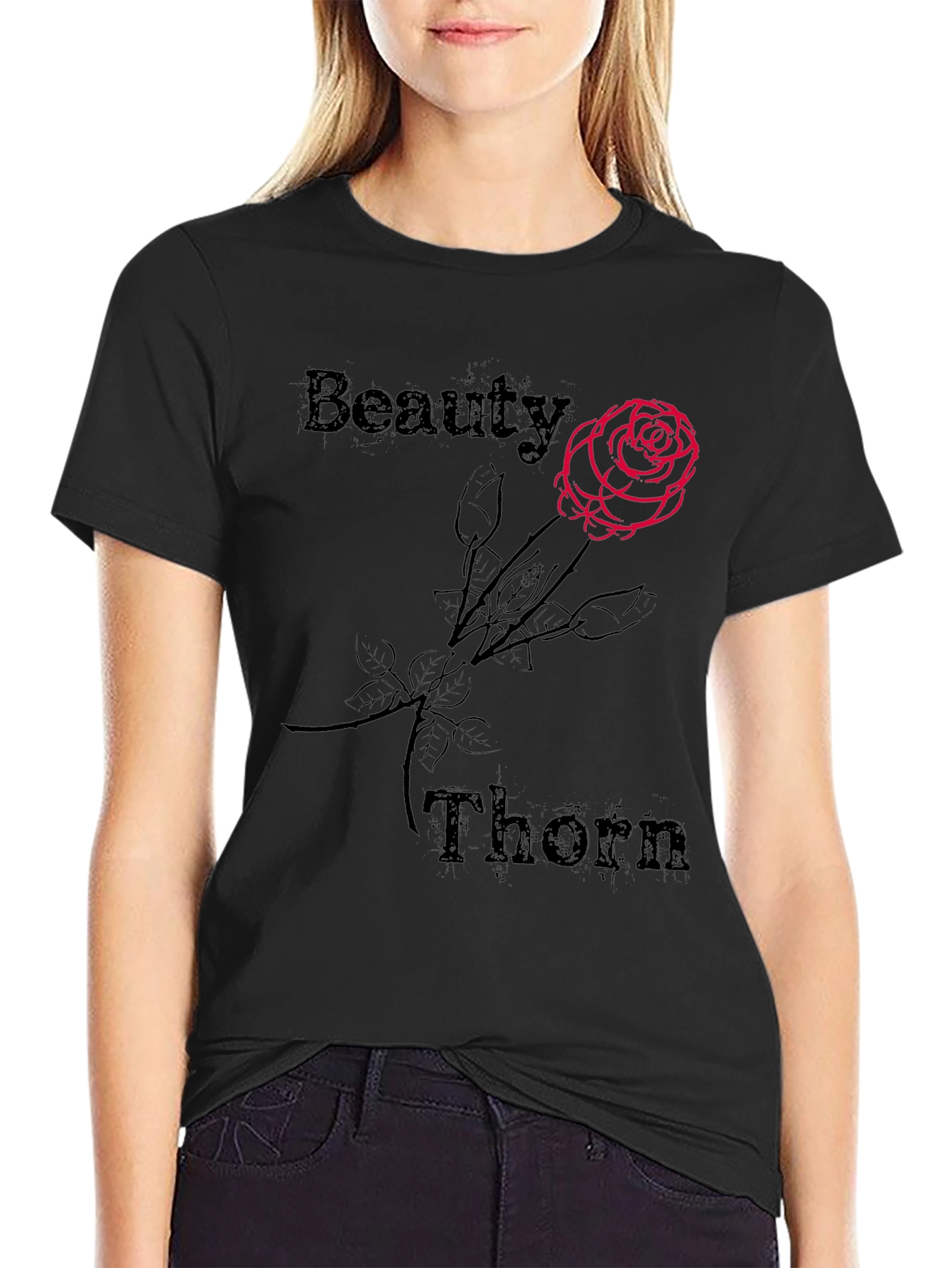 Beauty and Thorn Graphic Tee - Black