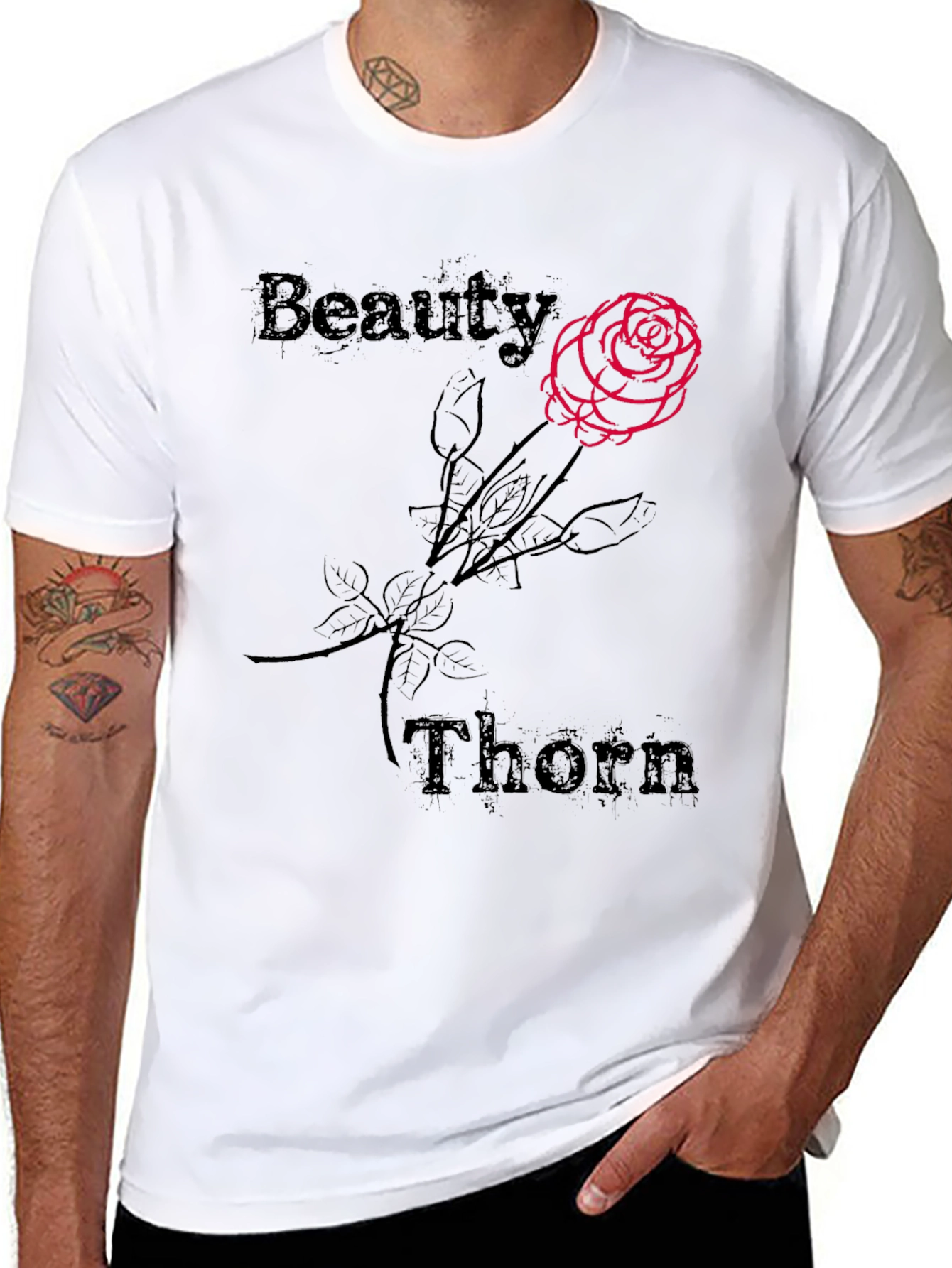 Beauty and Thorn Graphic Tee - Black