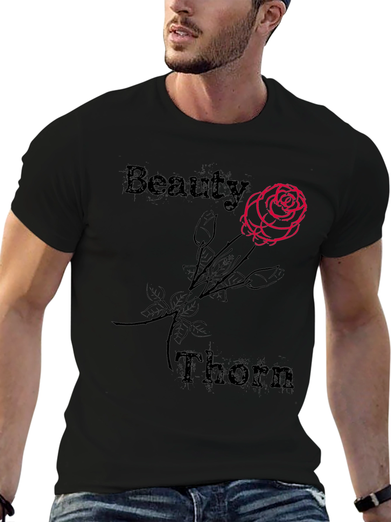 Beauty and Thorn Graphic Tee - Black