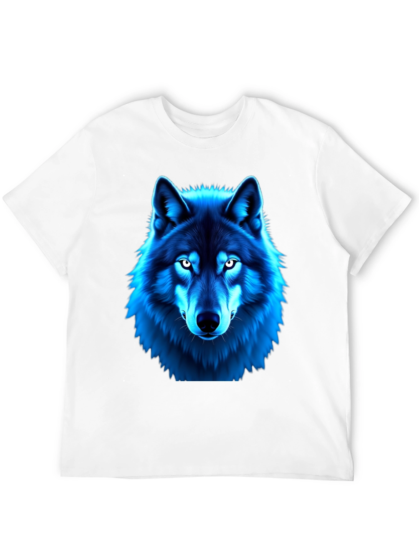 Blue Wolf Graphic Print Black T-Shirt