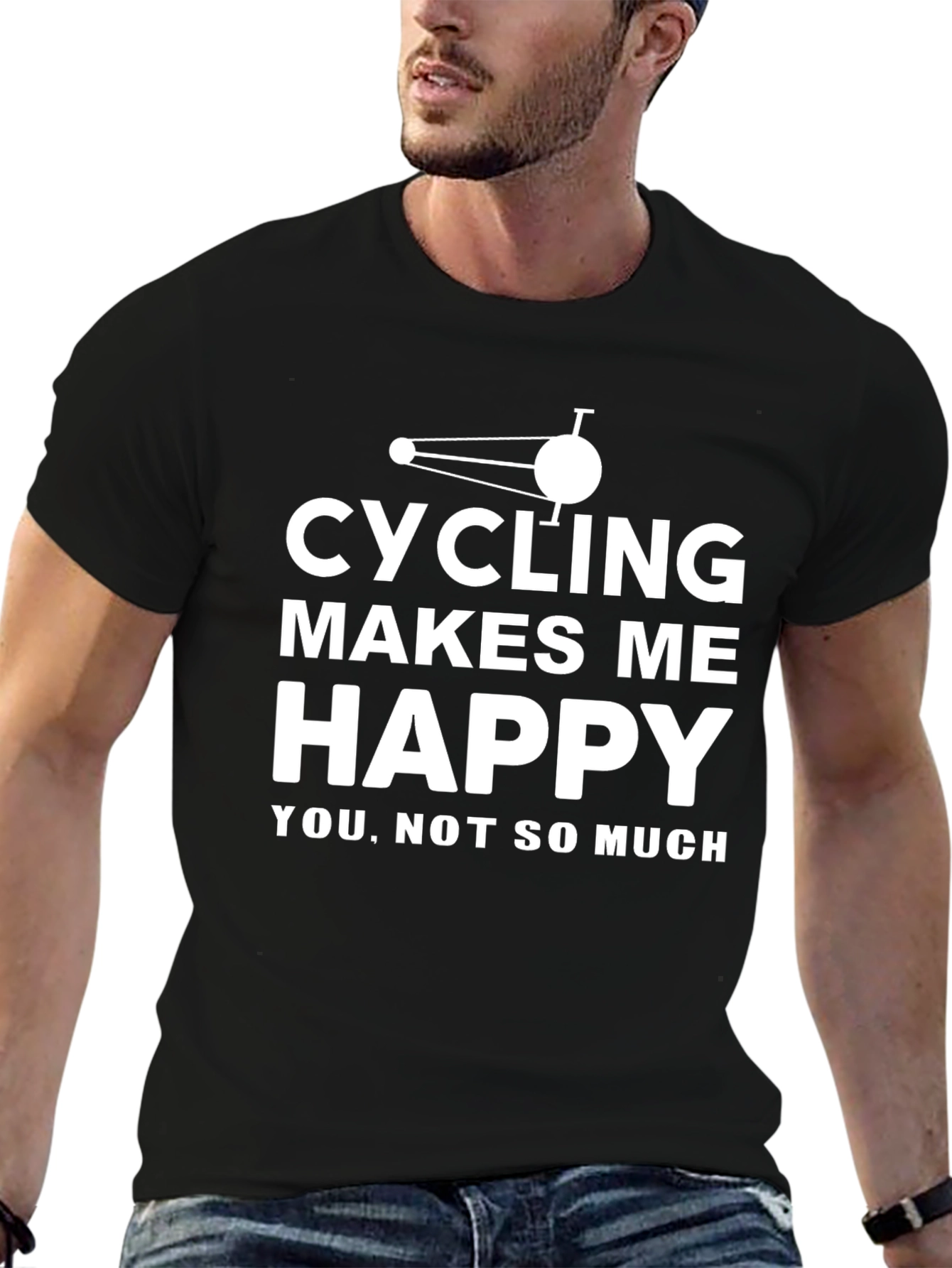 Cycling Makes Me Happy T-Shirt - Funny Biker Tee