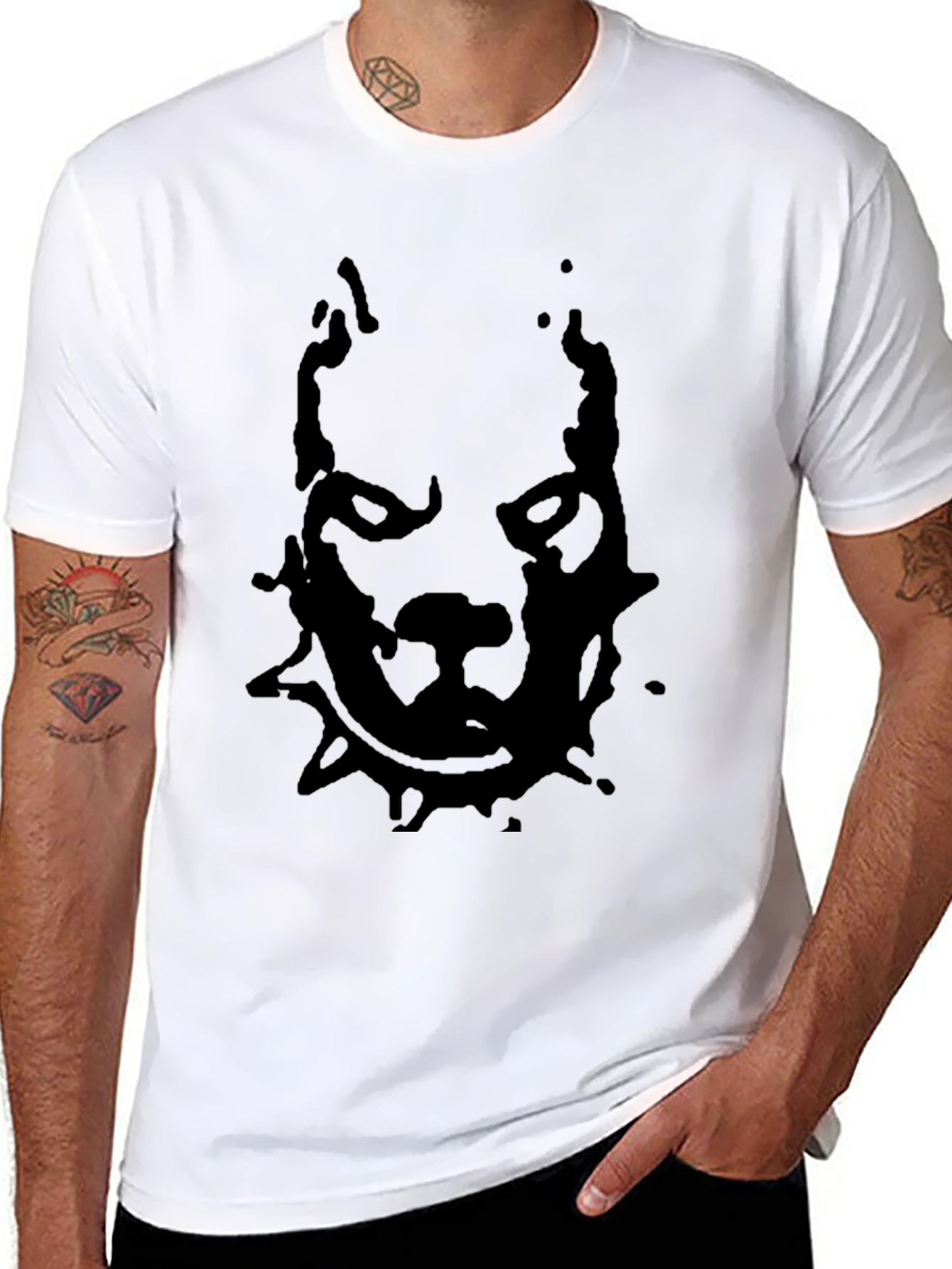 Pitbull Graphic Print Black T-Shirt