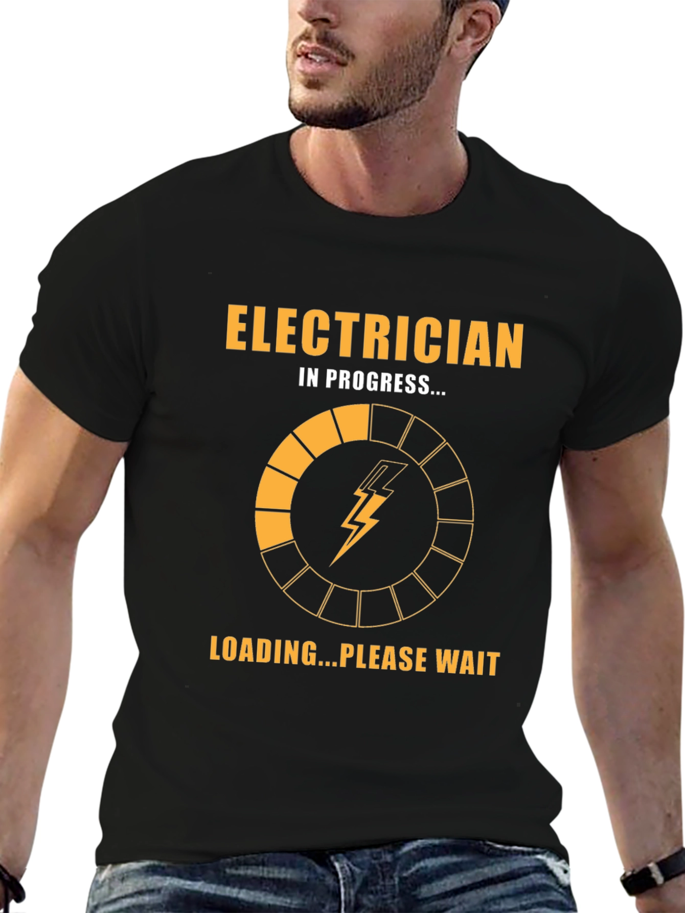 Electrician in Progress Funny T-Shirt - Black Cotton Tee
